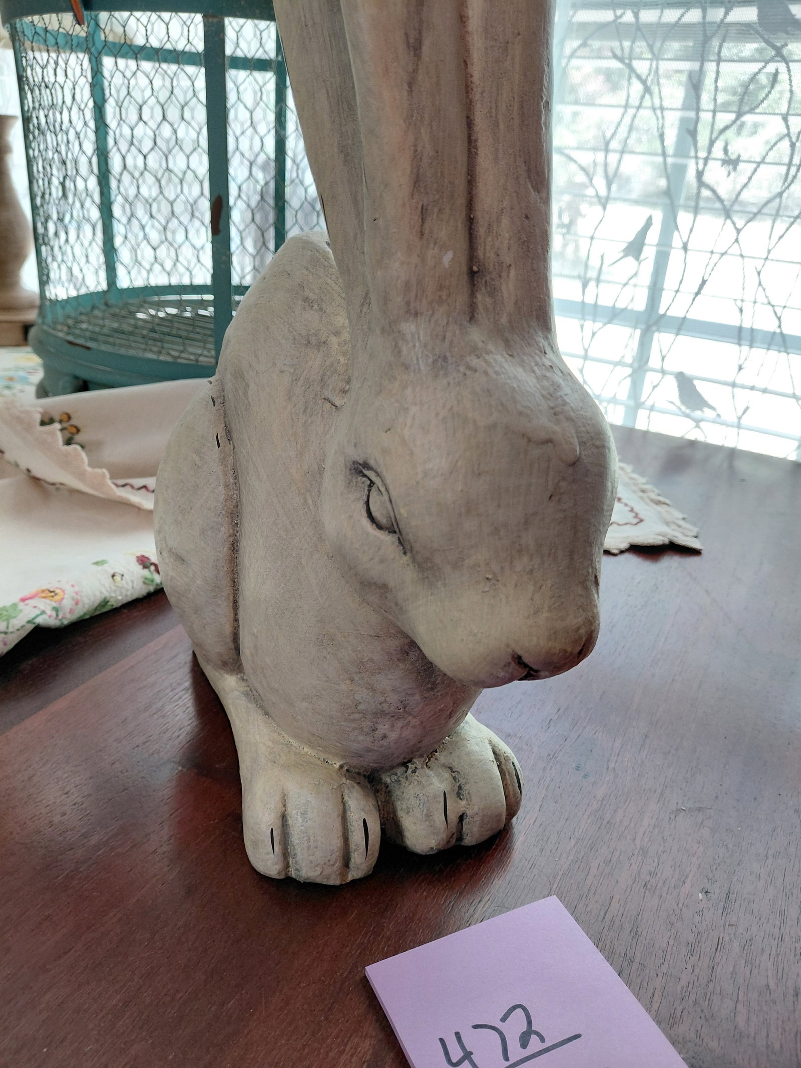 Large Ceramic Long Earred Rabbit Statue - 6