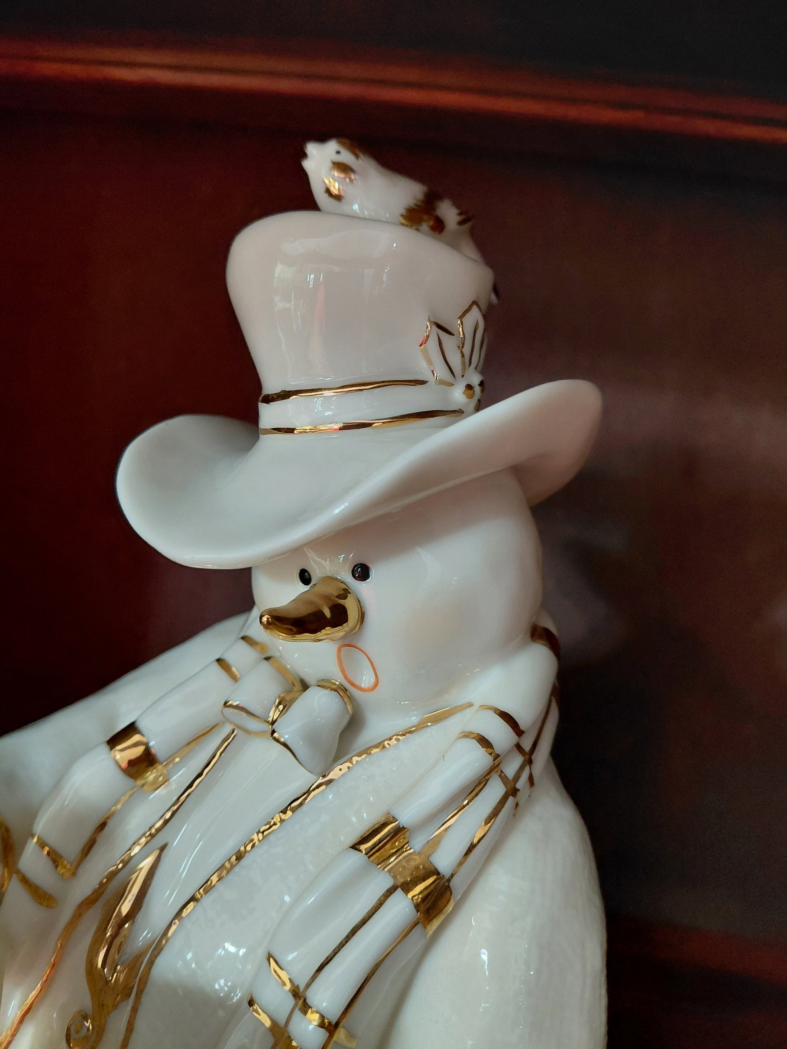 Large Porcelain Singing Snowman Statue - 3