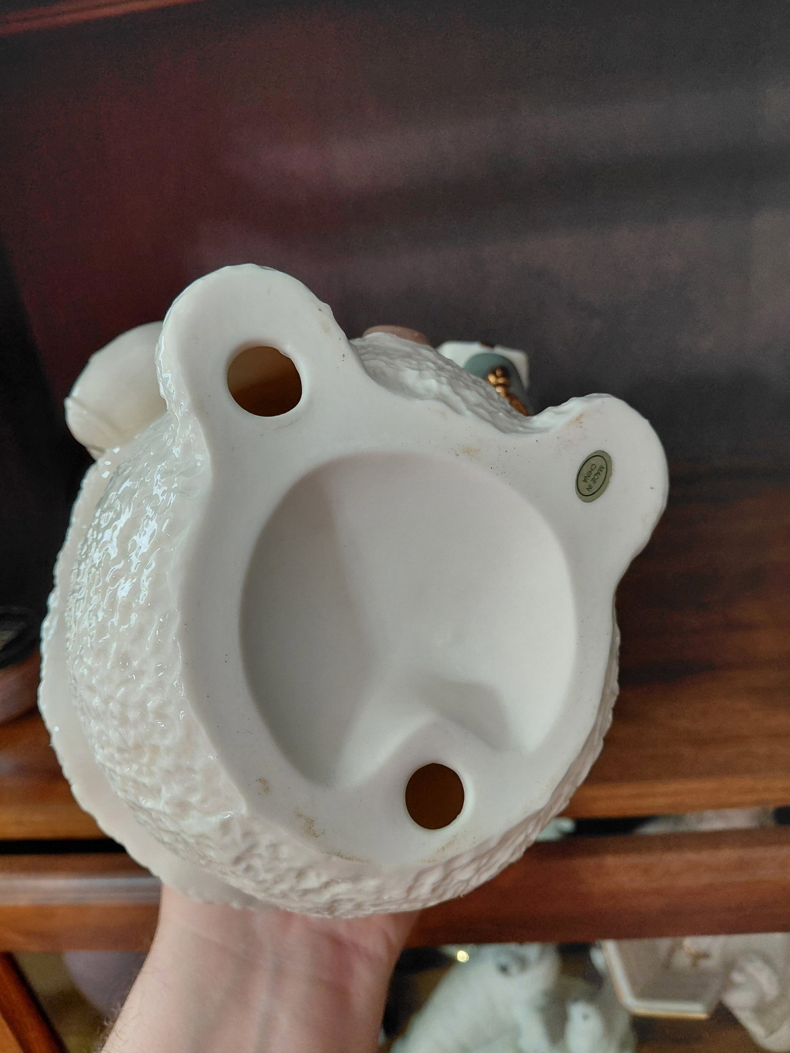 Large Porcelain Shopping Snow Woman Statue - 6
