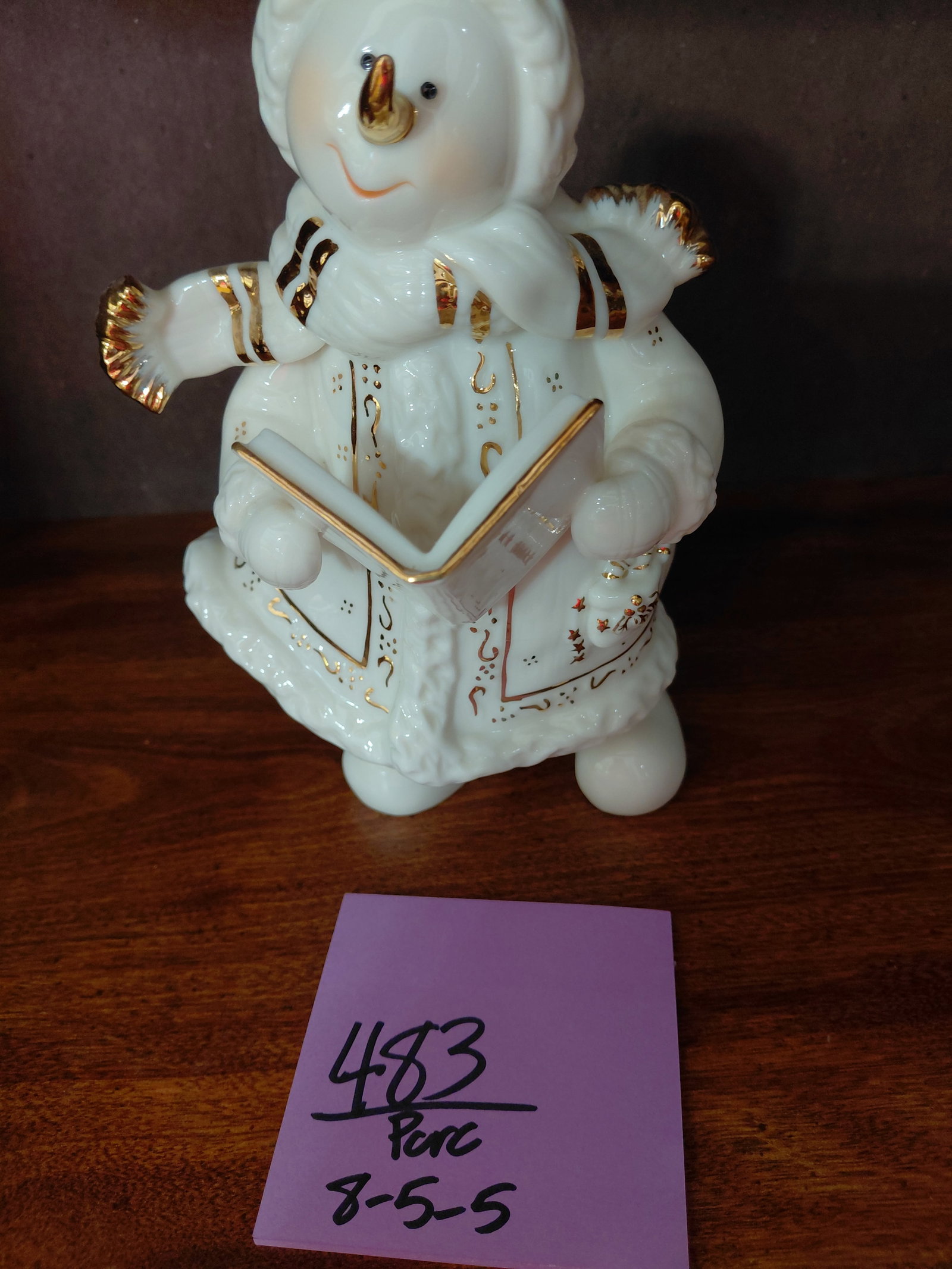 Large Porcelain Singing Snow Woman Statue - 2