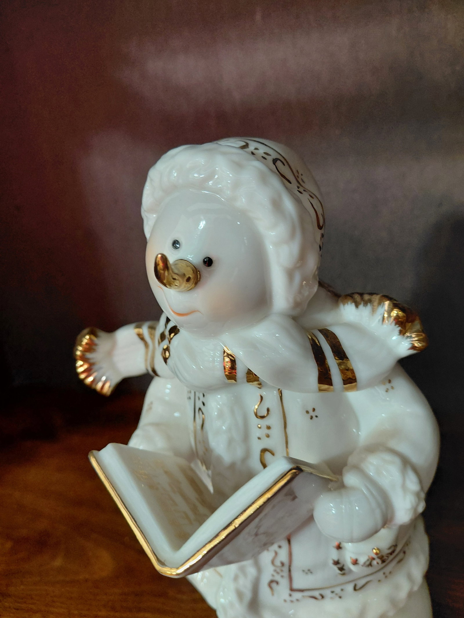 Large Porcelain Singing Snow Woman Statue - 3
