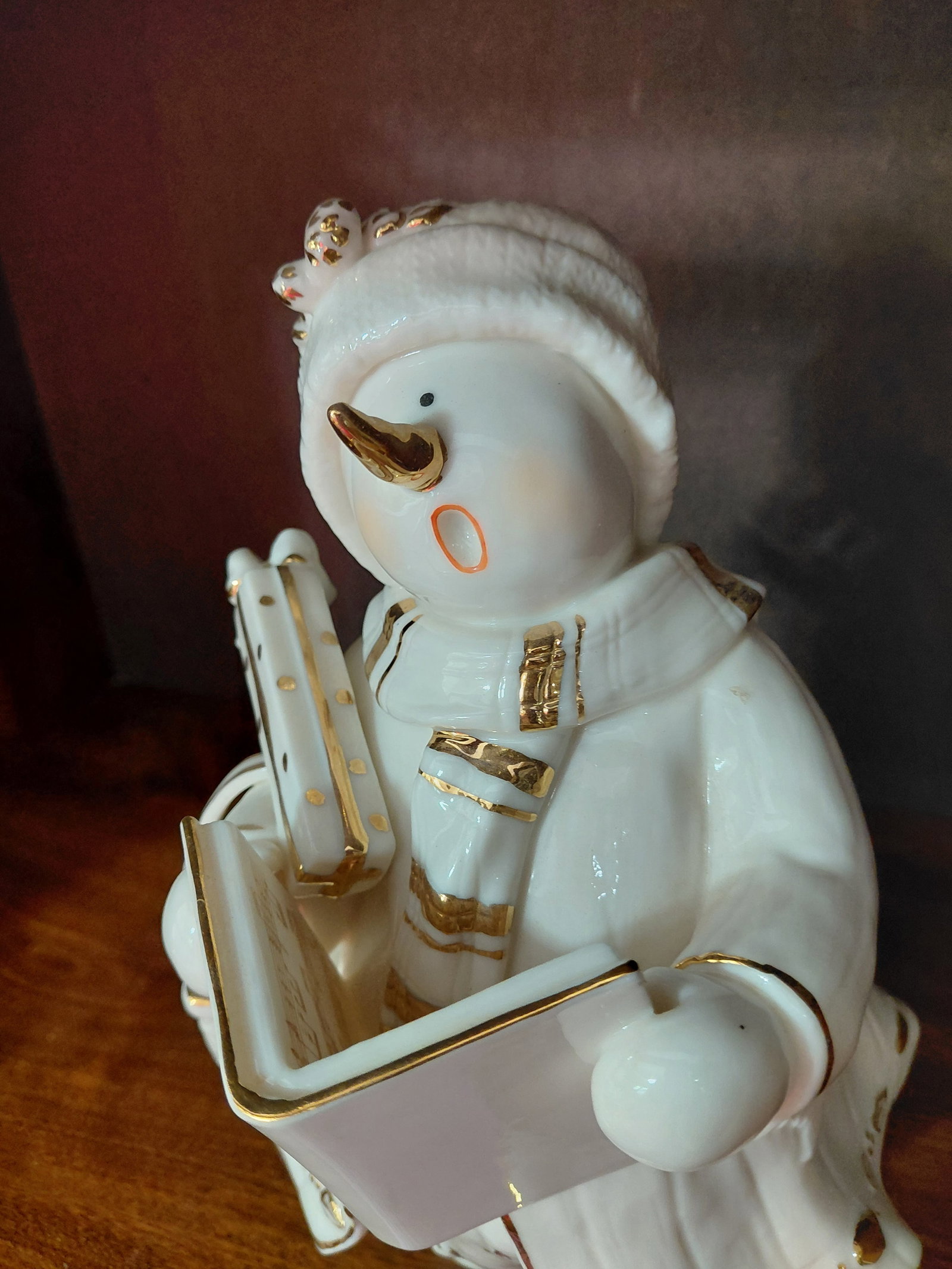 Large Porcelain Singing Snow Woman Statue - 3