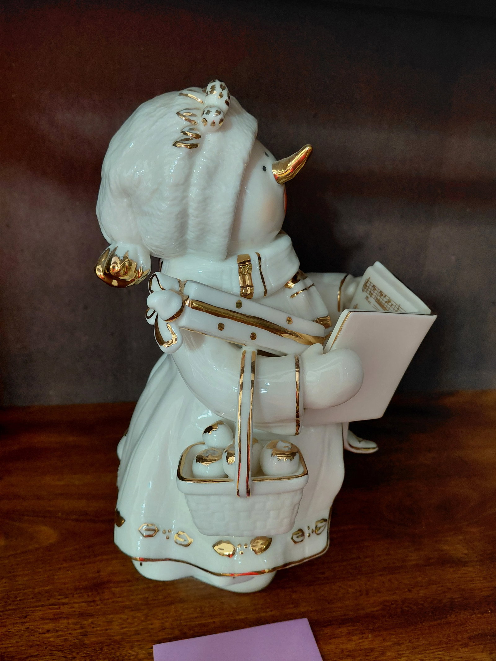 Large Porcelain Singing Snow Woman Statue - 4