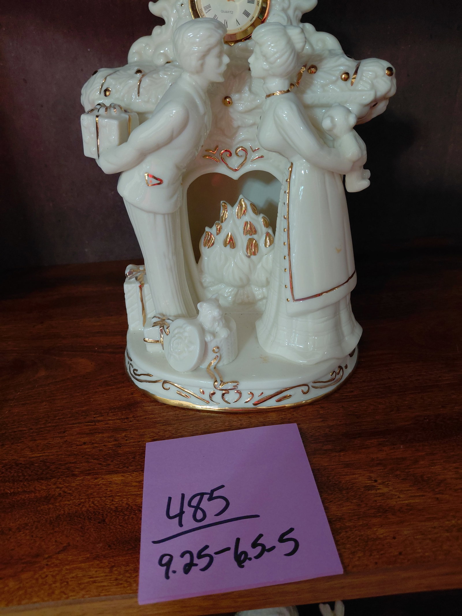 Large Porcelain Couple by Fireplace / clock untested - 2