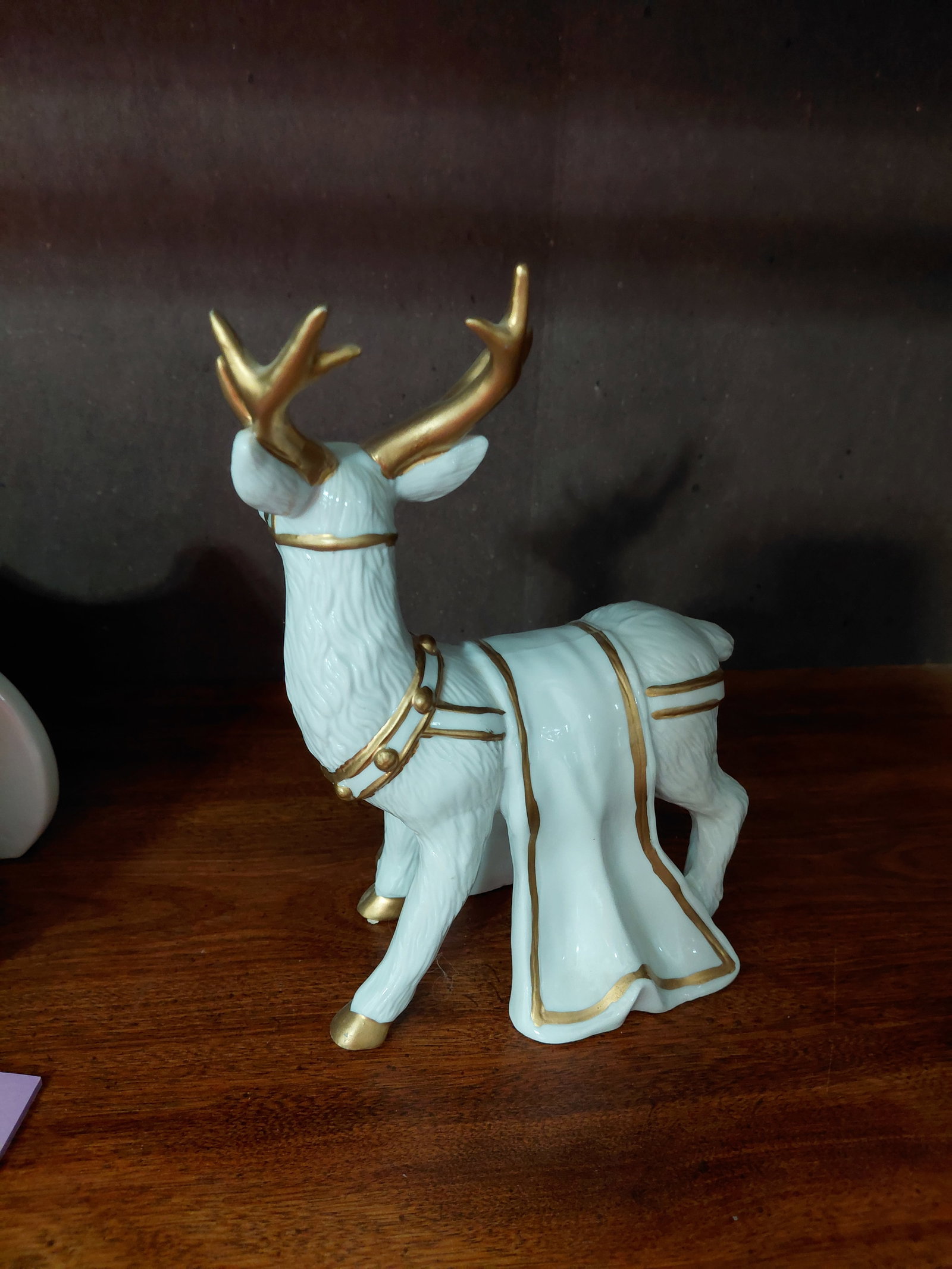 Large Porcelain 2 Piece Santa Sleigh and Reindeer - 5