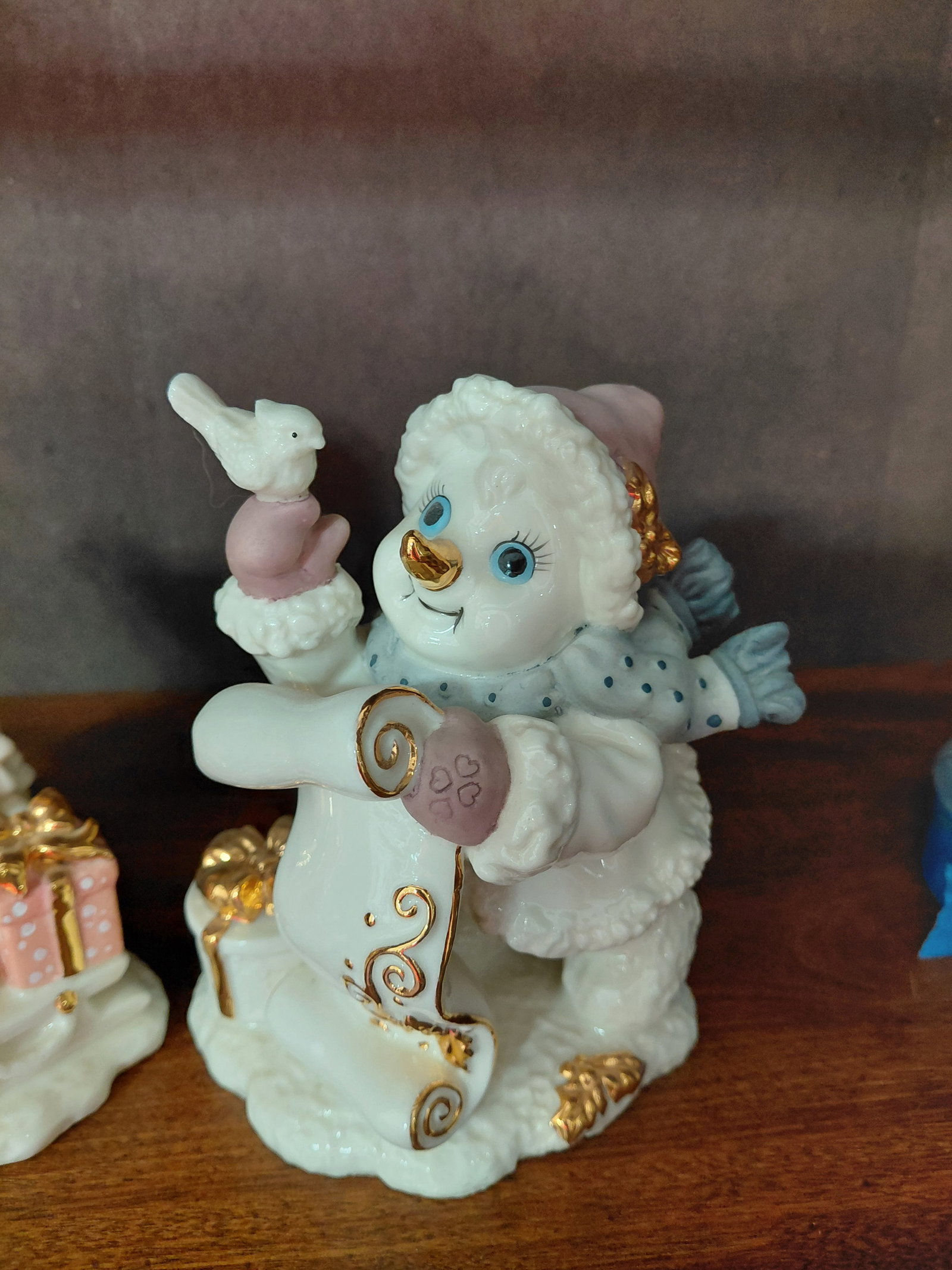 Large Porcelain Pair of Snowman & Woman Statues - 4