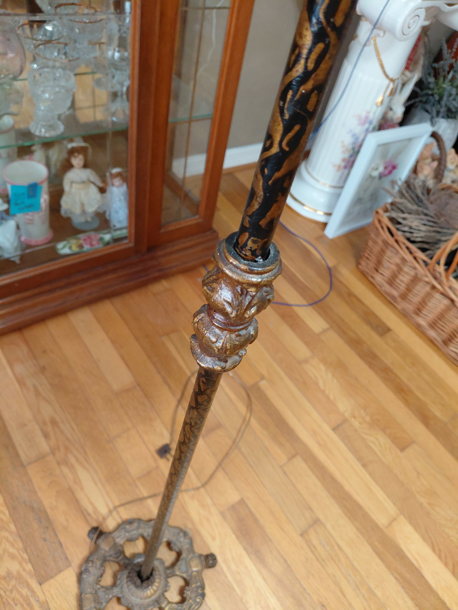 Vintage Metal Floor Lamp with Ornate Shade / as seen - 5