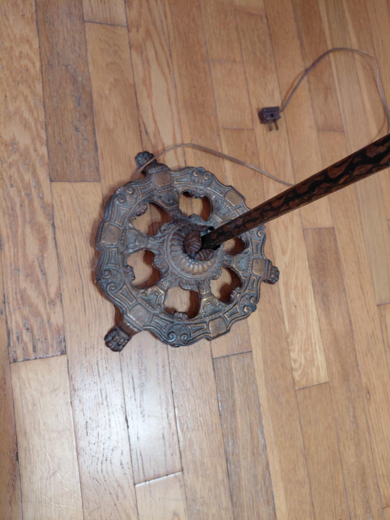 Vintage Metal Floor Lamp with Ornate Shade / as seen - 6