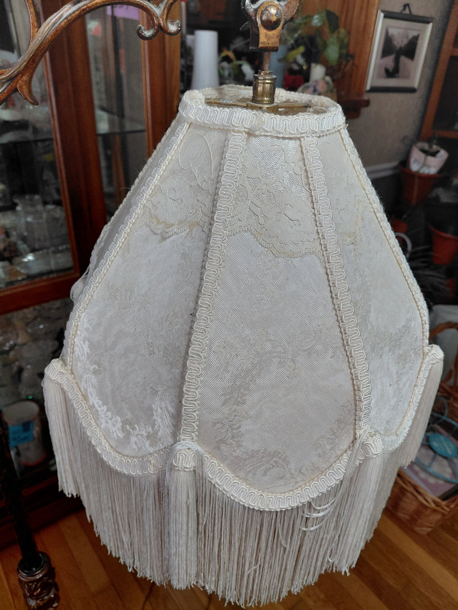 Vintage Metal Floor Lamp with Ornate Shade / as seen - 7