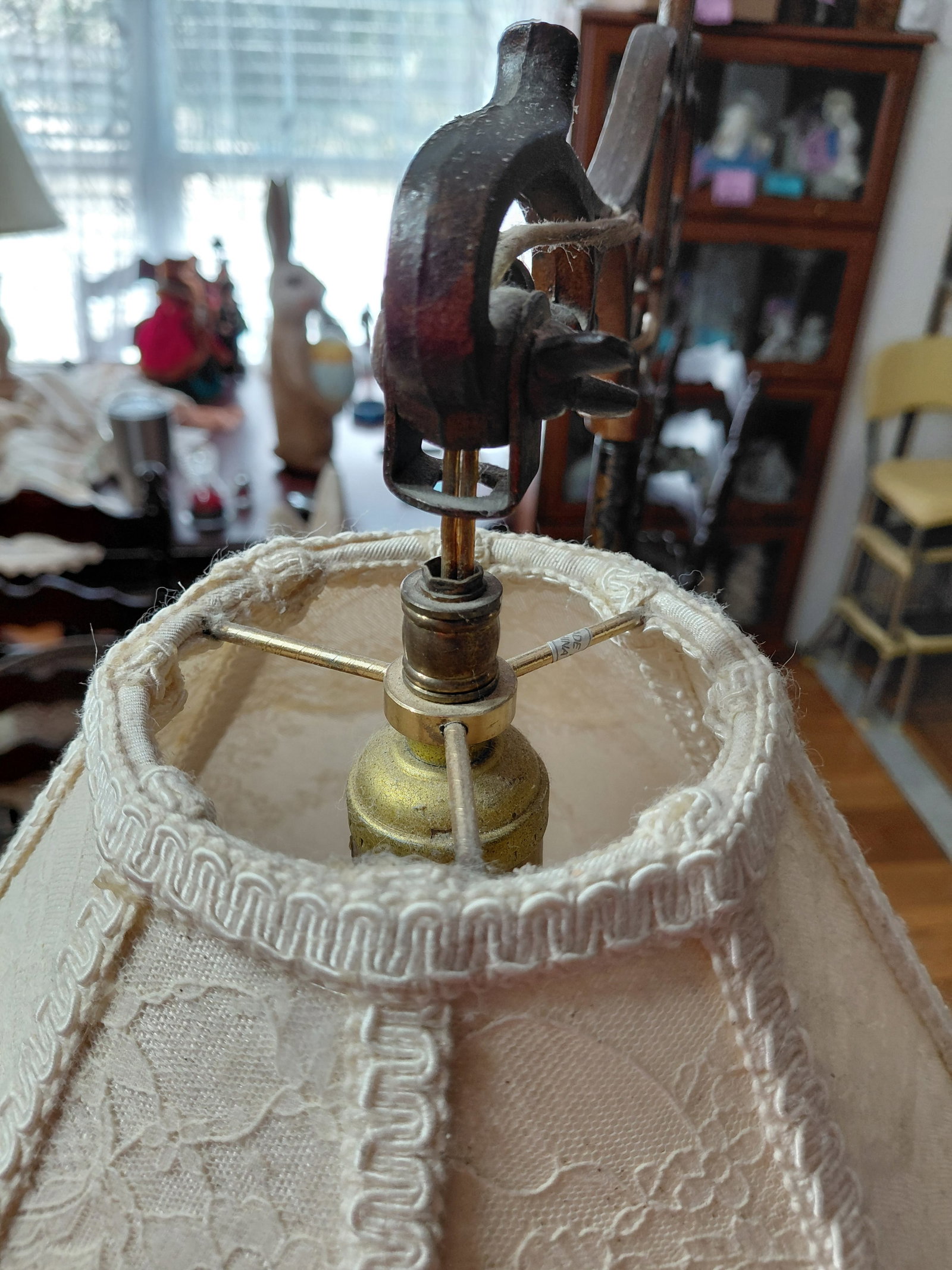 Vintage Metal Floor Lamp with Ornate Shade / as seen - 9