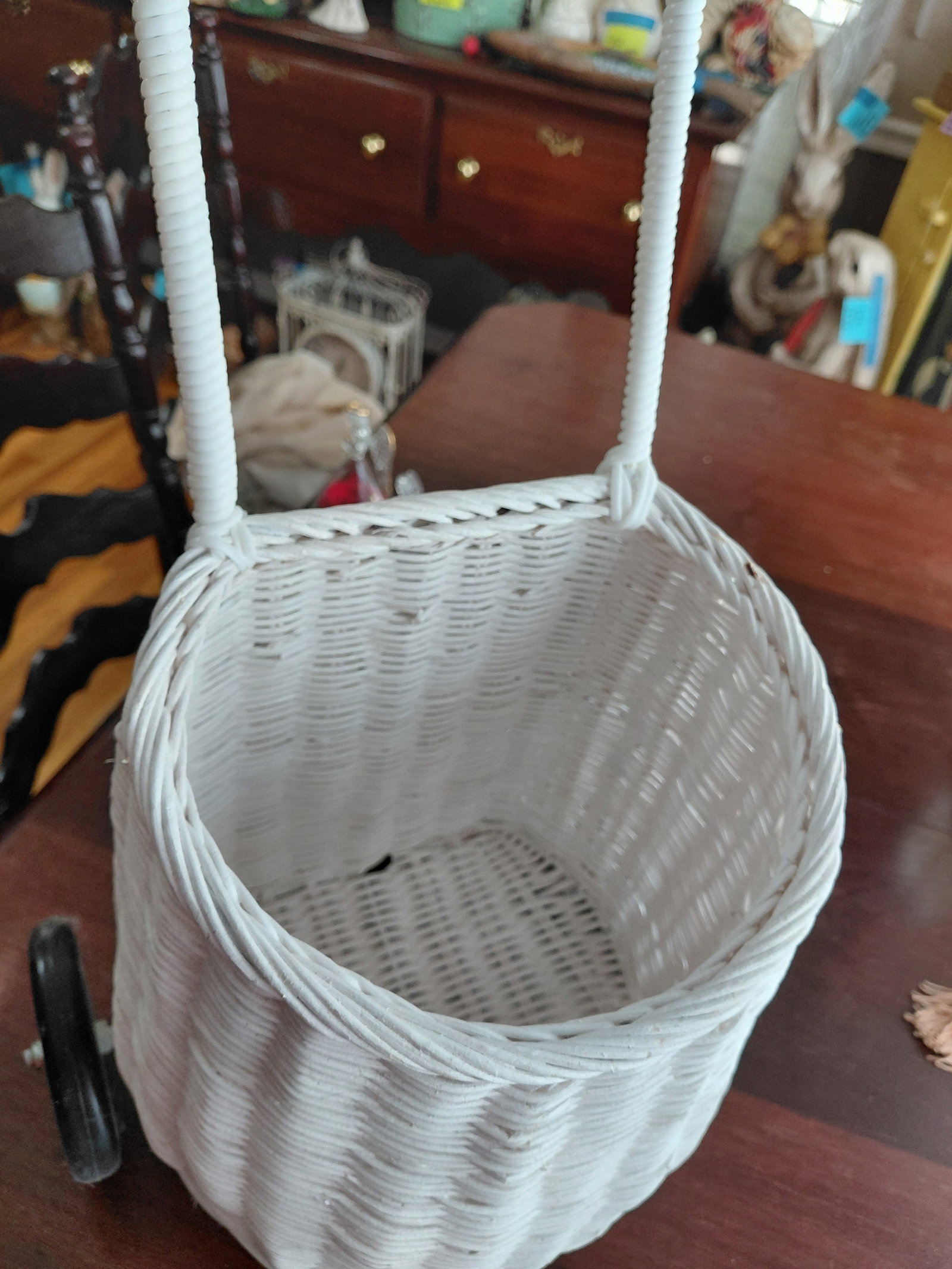 Large Wicker Shopping Basket Planter - 3