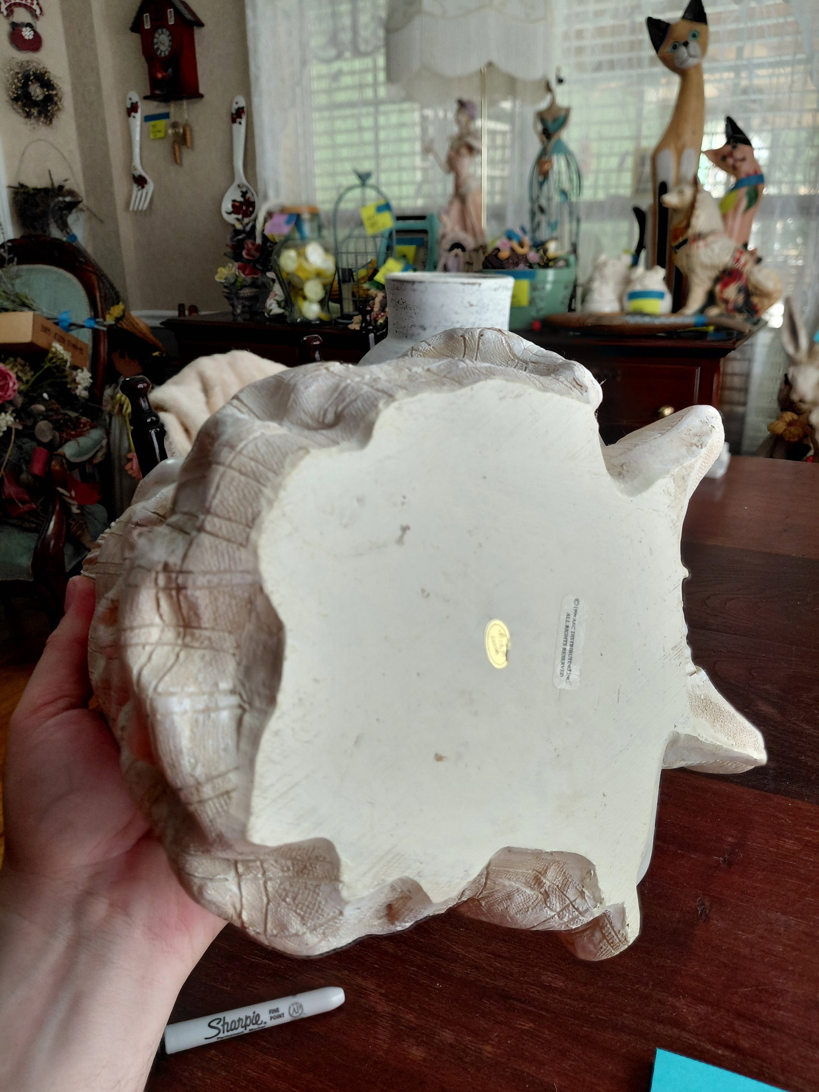 Large Resin Statue Girl with Kitten - 6