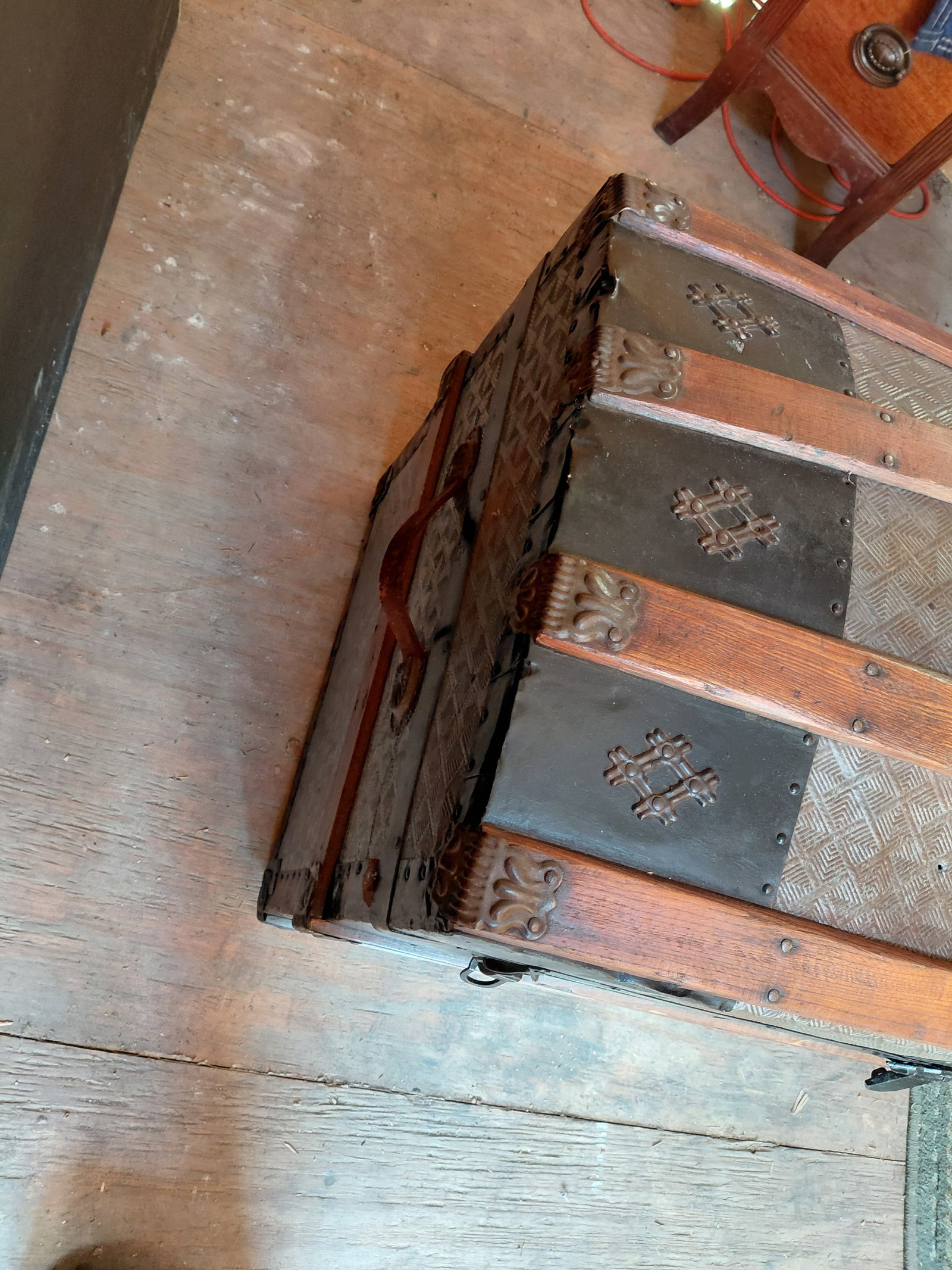 Vintage Refinished Hump Backed Steamer Trunk - 8