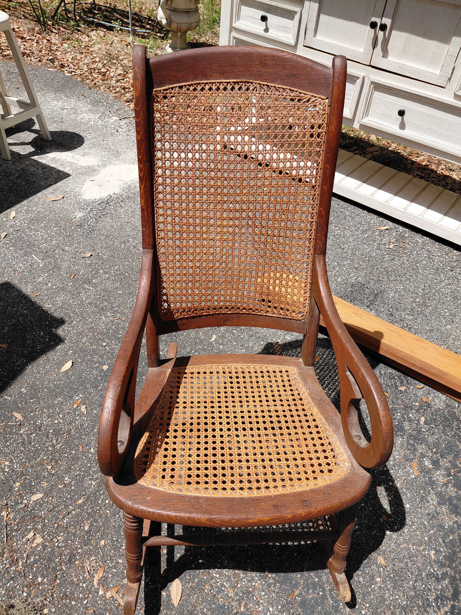 Vintage Rocker with Can Back and Seat - 3