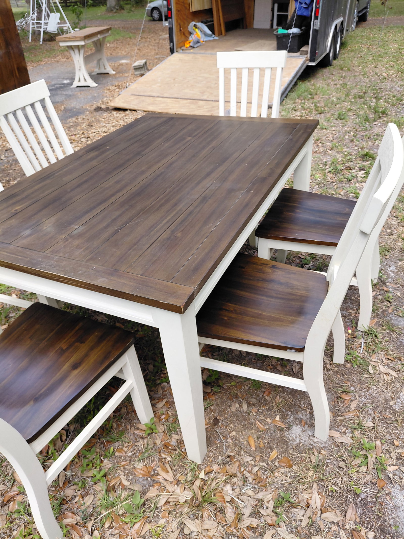 Rustic Farmhouse Table and 6 Chairs / paid over $400 / as seen - 8