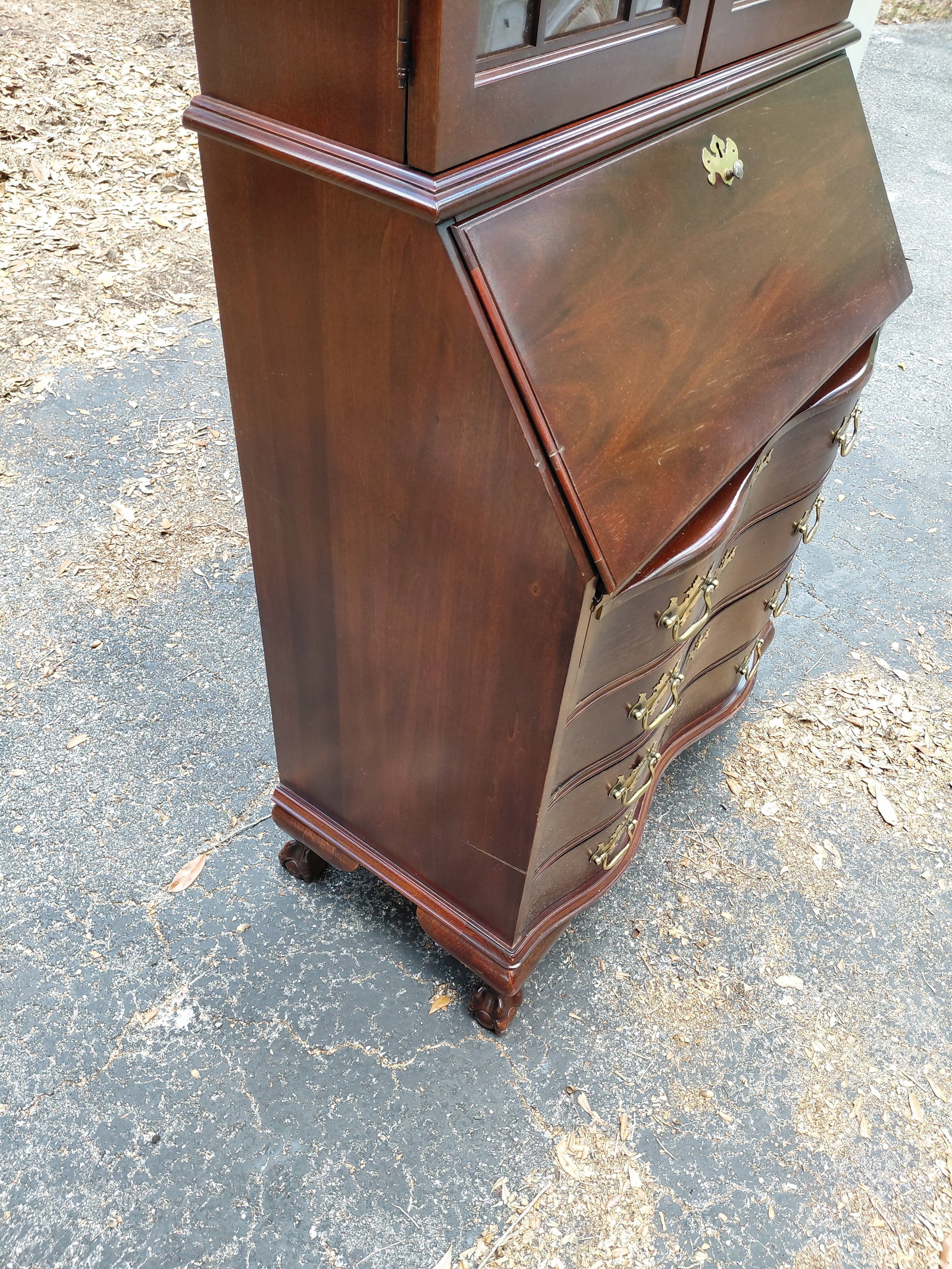 Contemporary Mahogany Secretary /we have key/ missing one knob and upper shelves as seen - 10