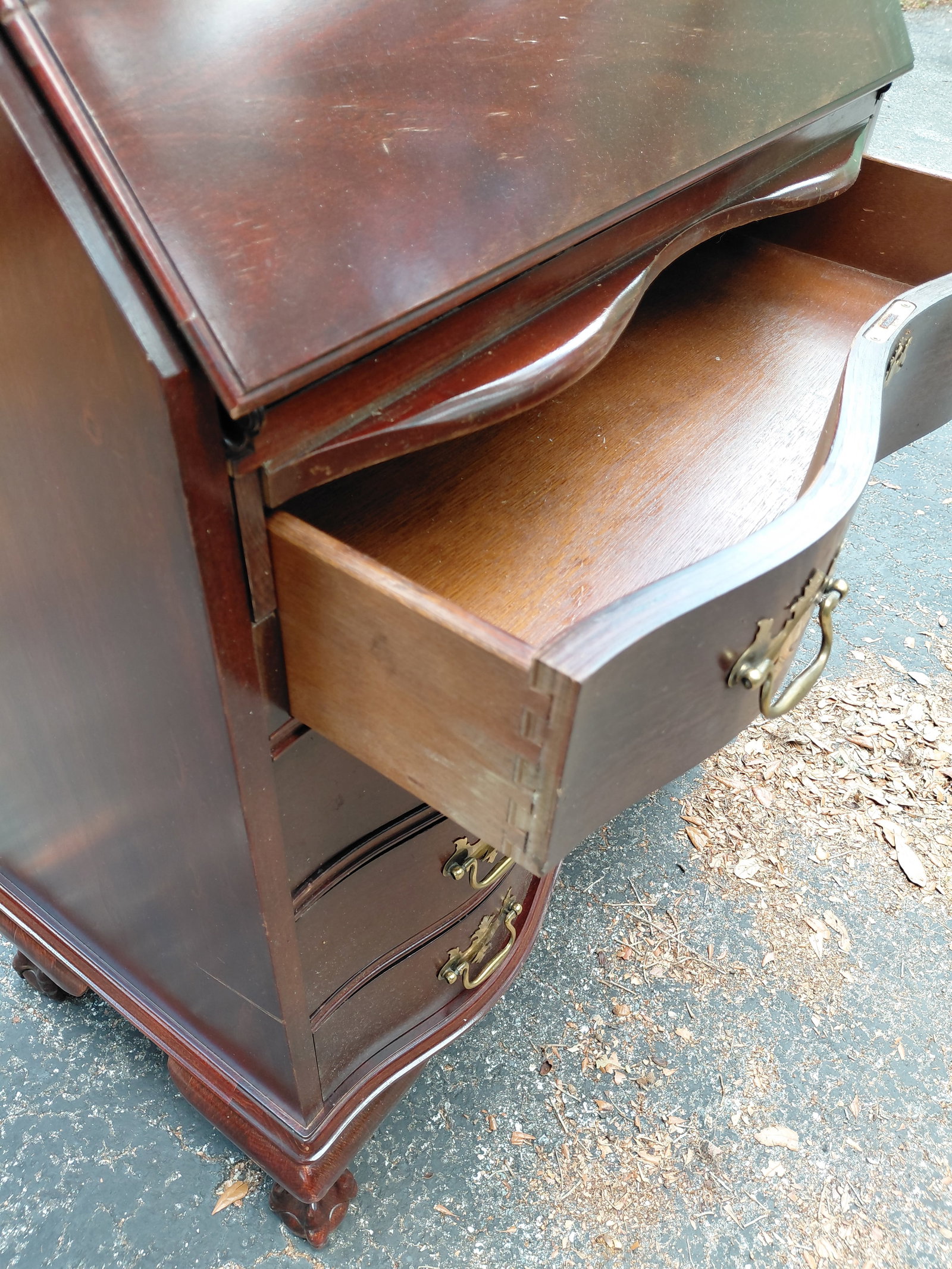 Contemporary Mahogany Secretary /we have key/ missing one knob and upper shelves as seen - 15