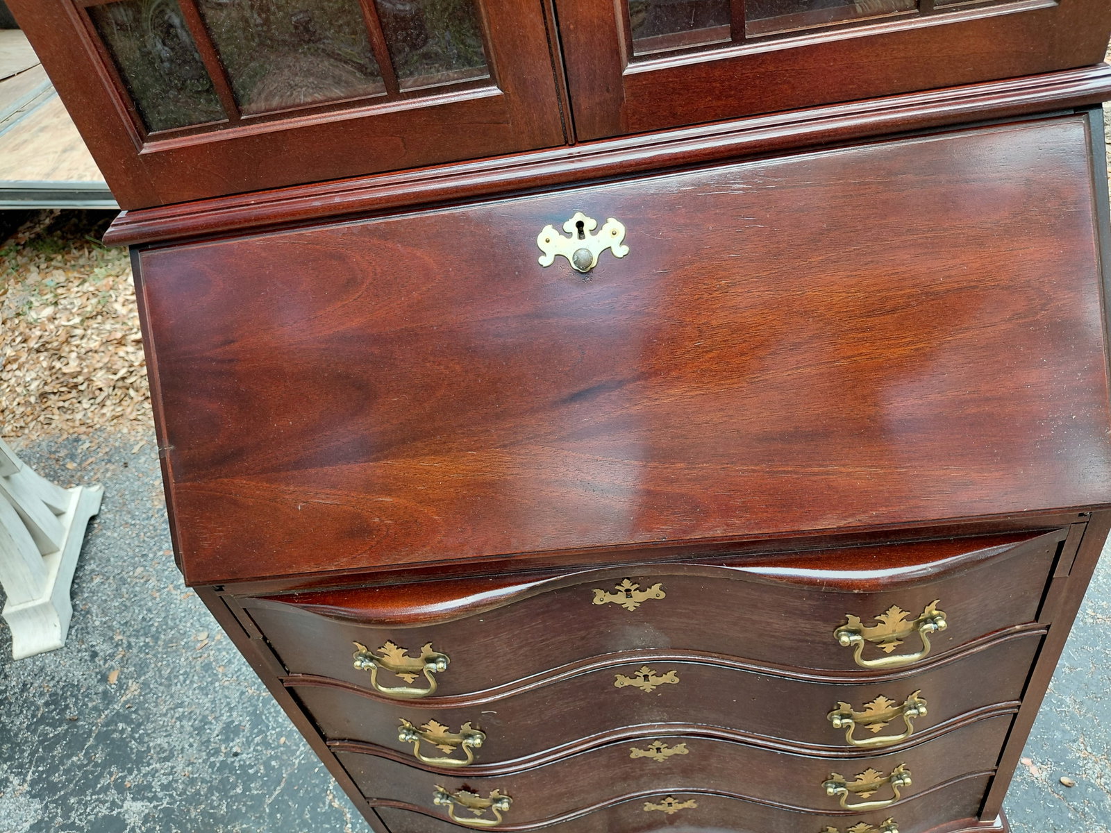Contemporary Mahogany Secretary /we have key/ missing one knob and upper shelves as seen - 5