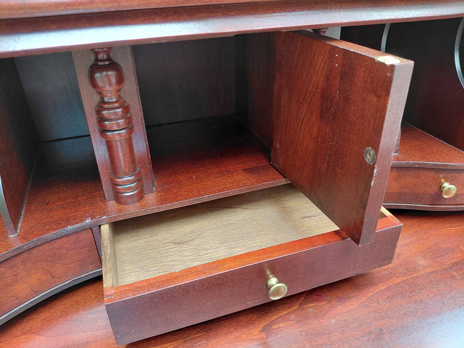 Contemporary Mahogany Secretary /we have key/ missing one knob and upper shelves as seen - 7