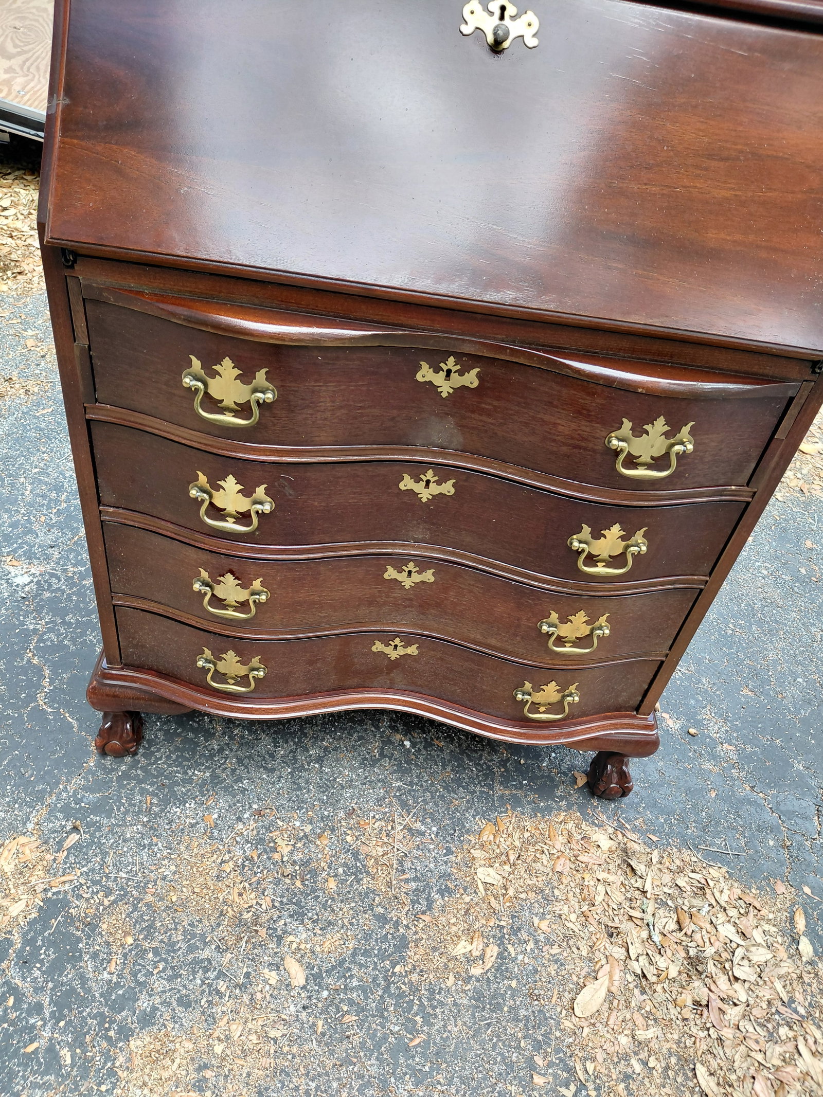 Contemporary Mahogany Secretary /we have key/ missing one knob and upper shelves as seen - 9