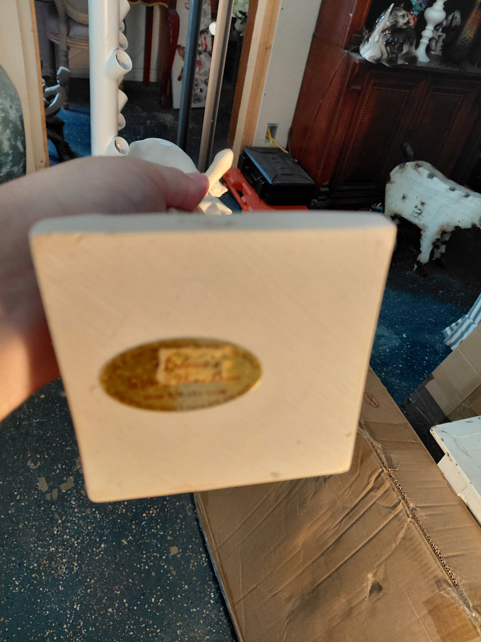 Contents of bottom 3 shelves/ large resin statue, figurines, china, etc - 6