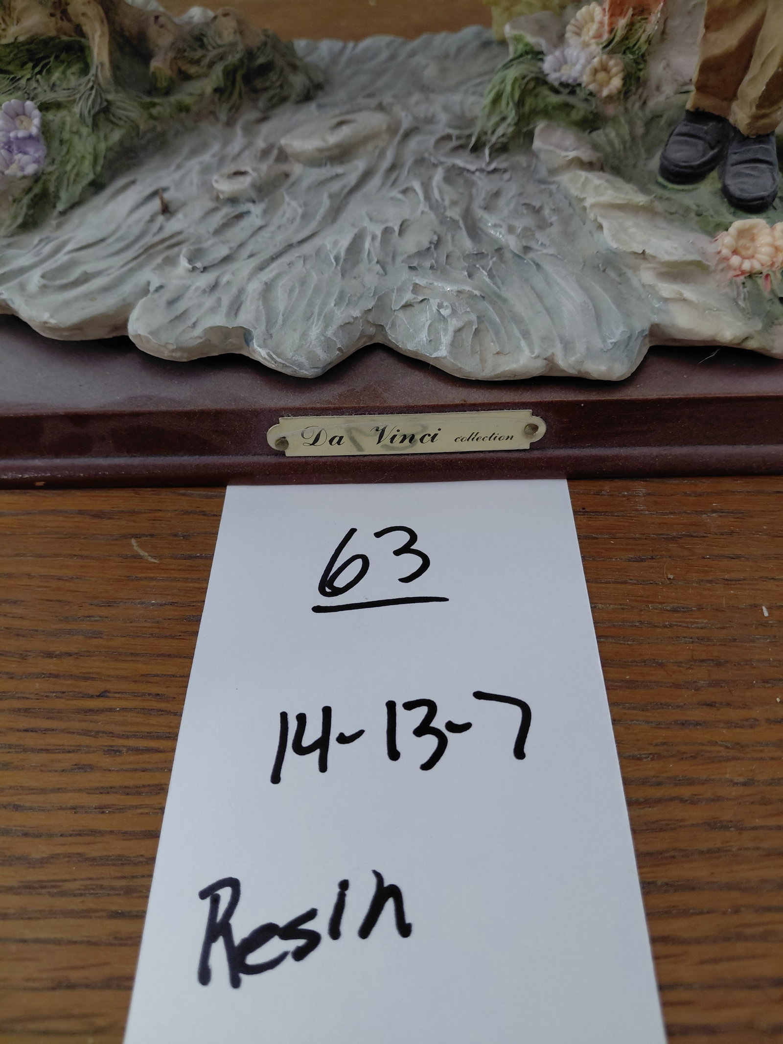 Large Resin Statue on wood base / Girl Being Seranaded - 2