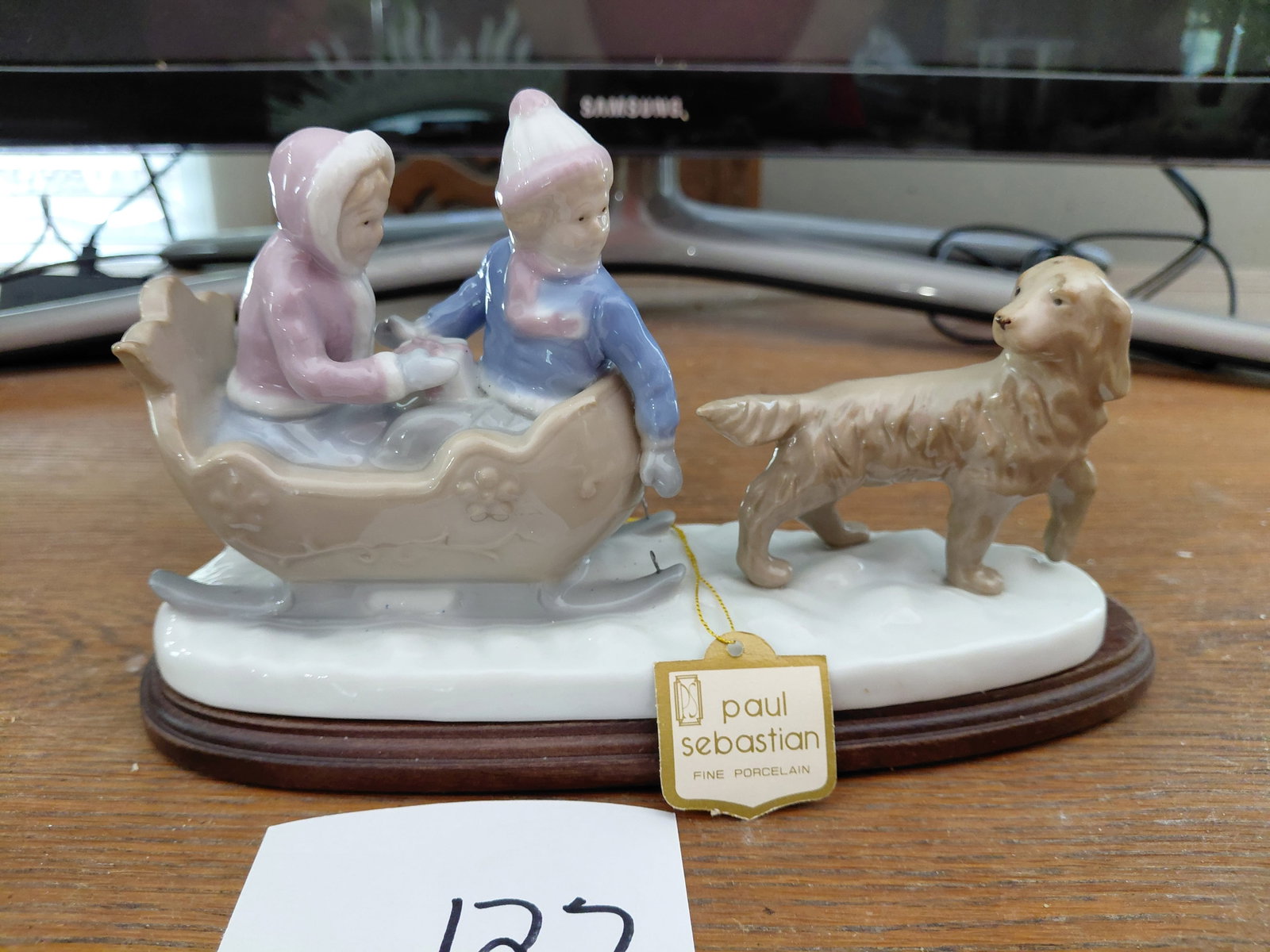 Sleigh Ride by Paul Sebastian Porcelain Statue on Wood Base (1 of 5)