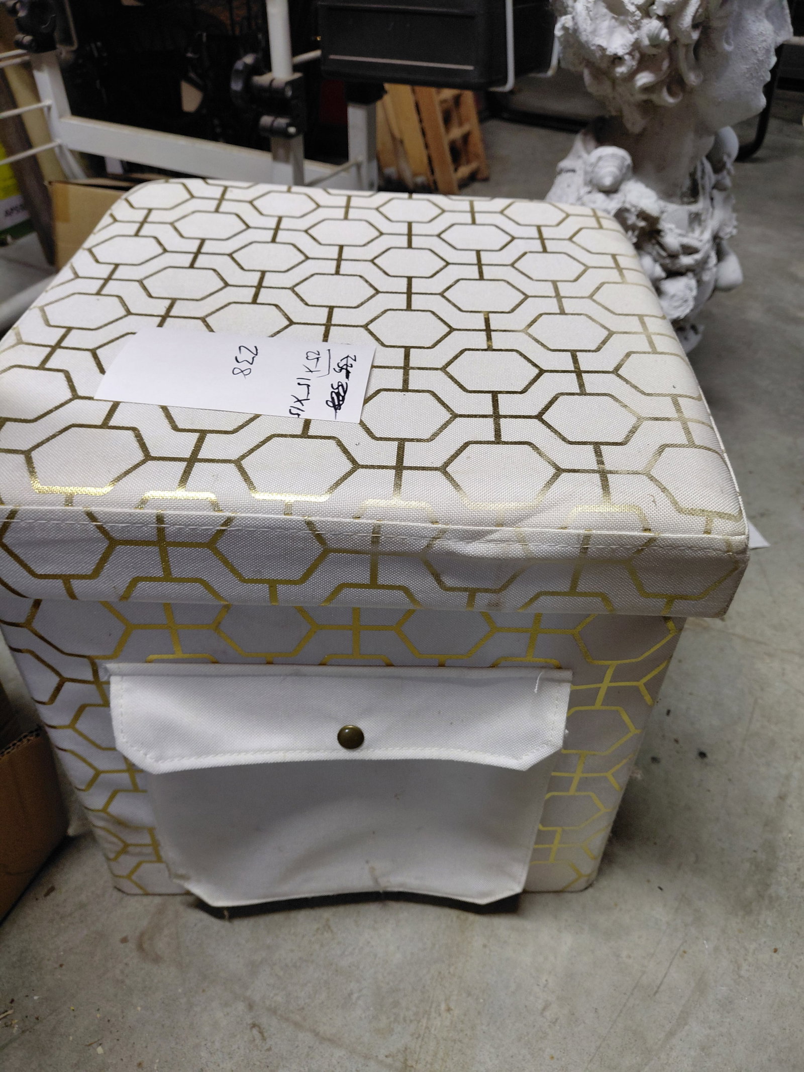 White and Gold Storage Stool: White and Gold Storage Stool