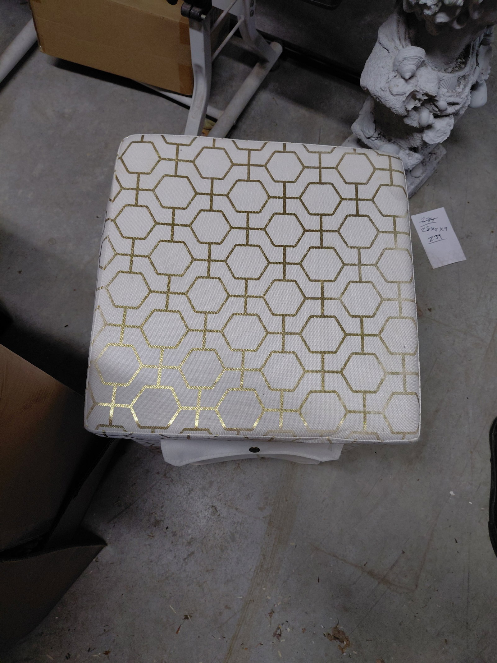 White and Gold Storage Stool - 3