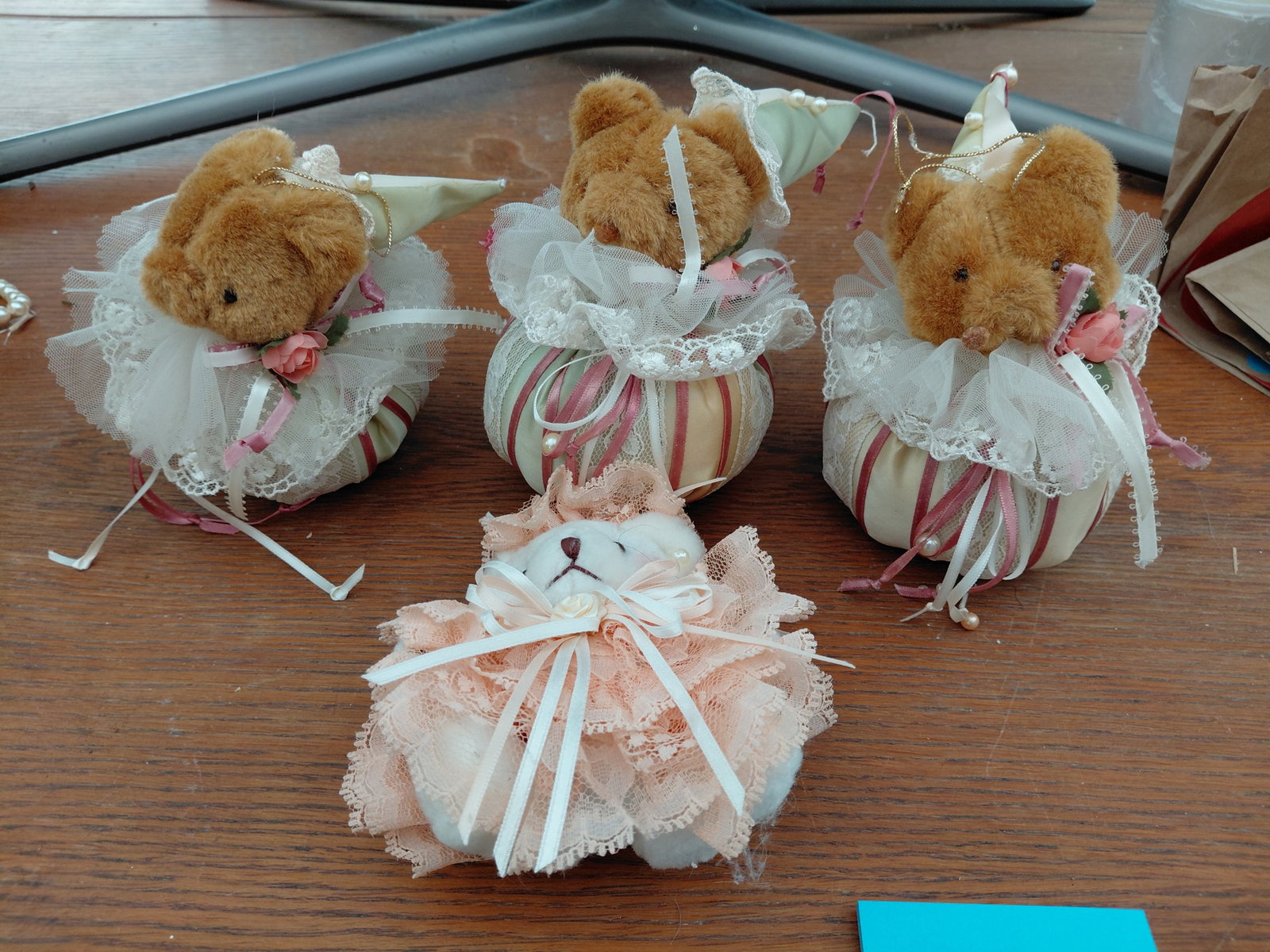Lot of 4 Plush Bear Ornaments (1 of 5)
