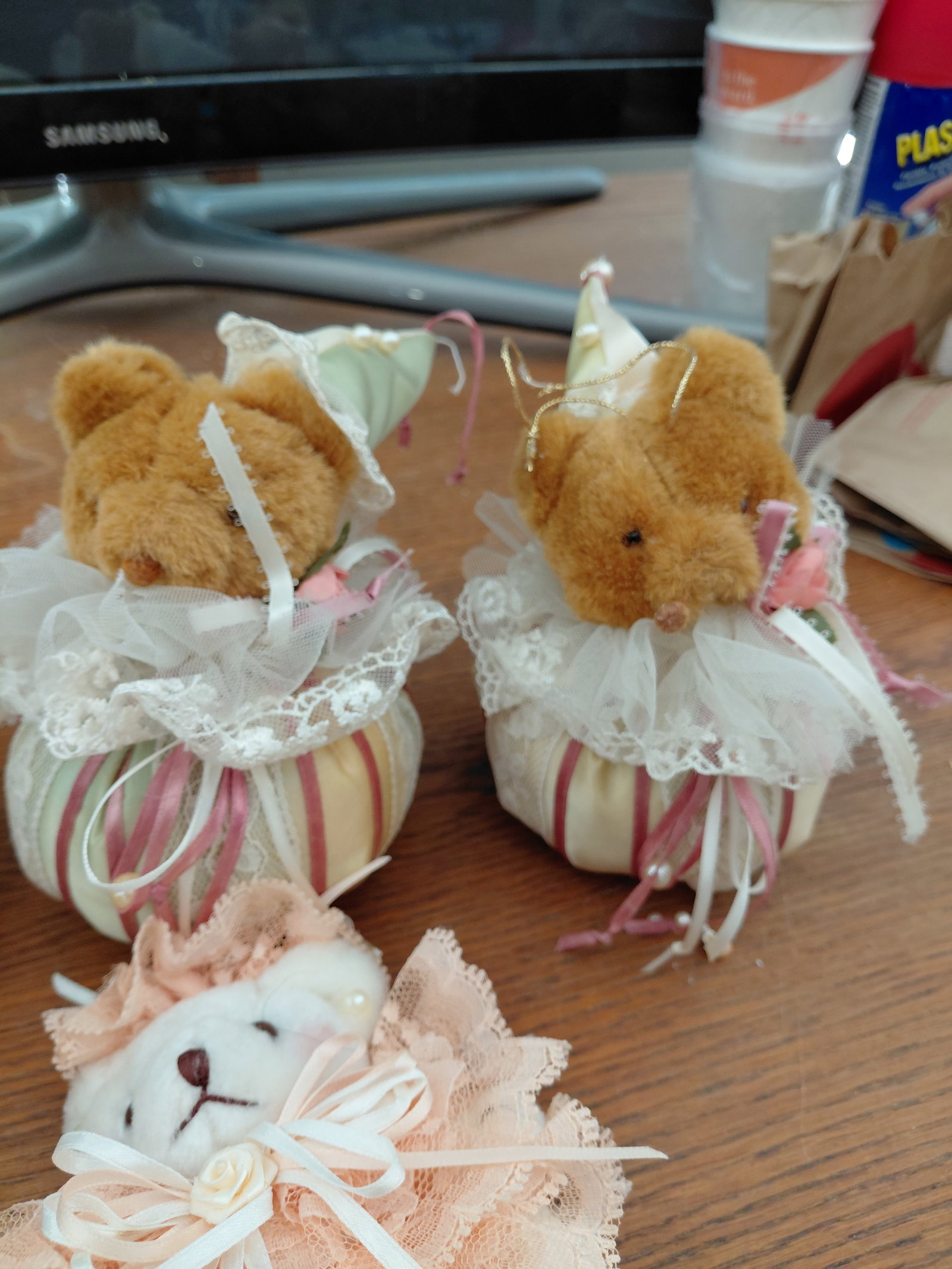 Lot of 4 Plush Bear Ornaments - 5