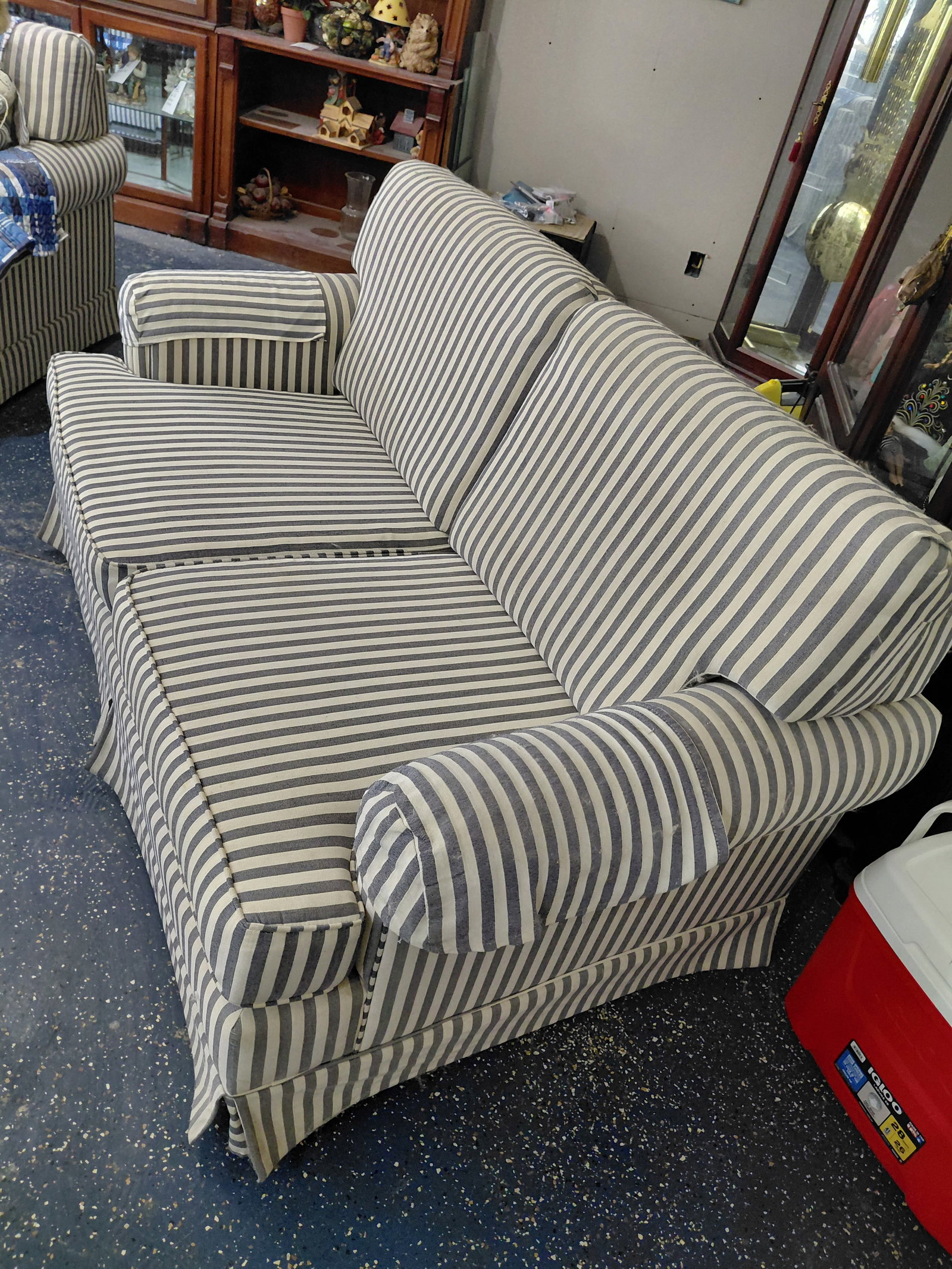 Striped Upholstered Love Seat - 3