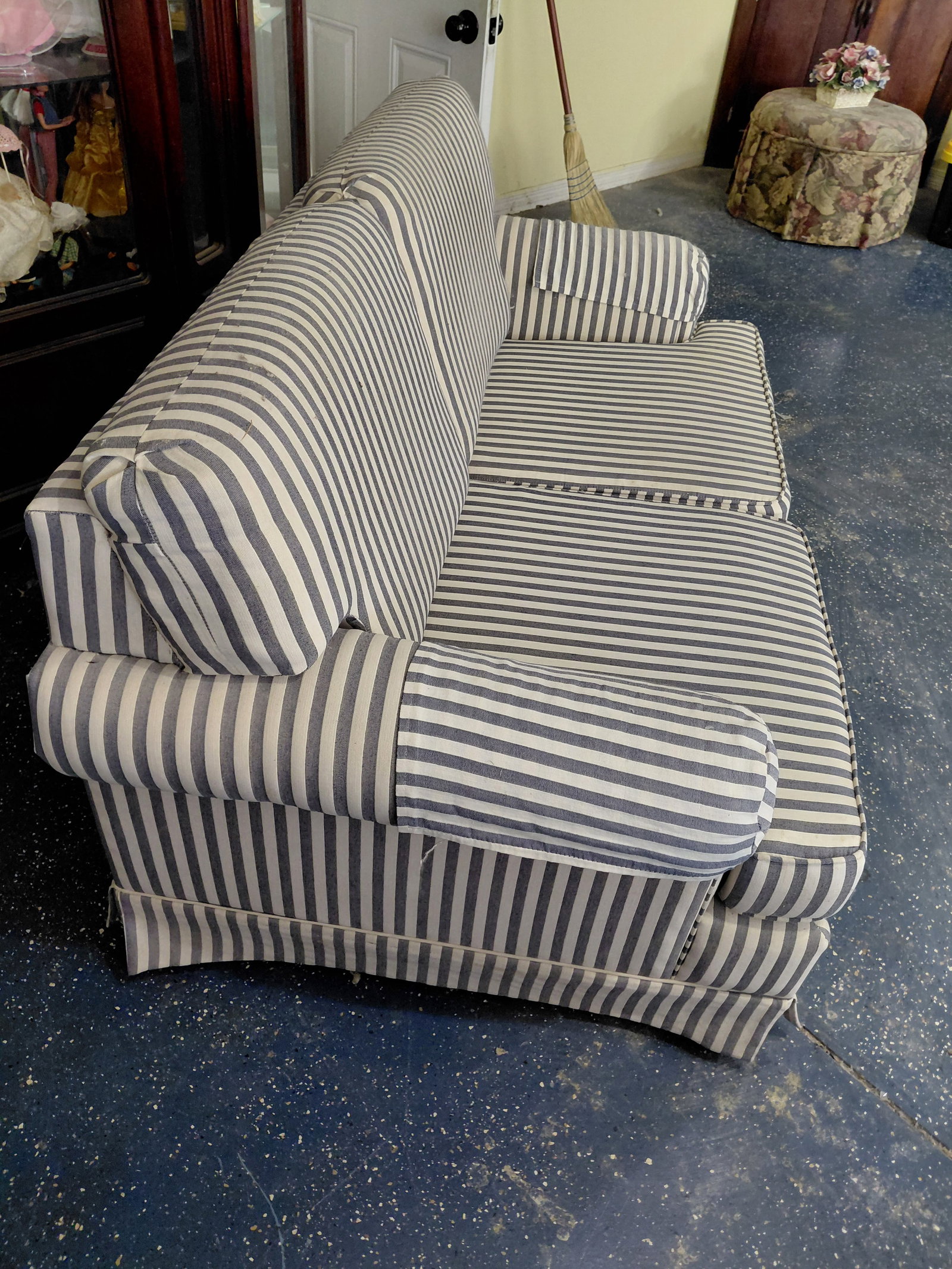 Striped Upholstered Love Seat - 4