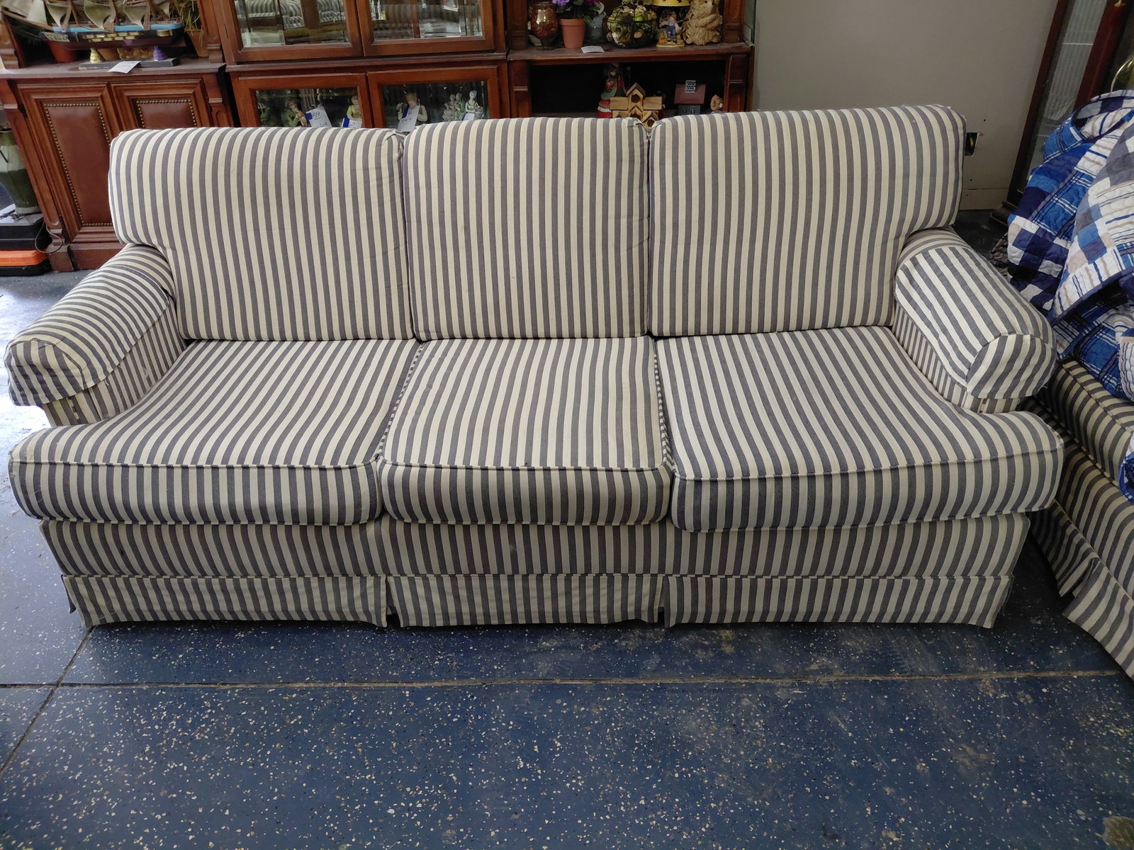 Striped Upholstered Sleeper Sofa (1 of 7)