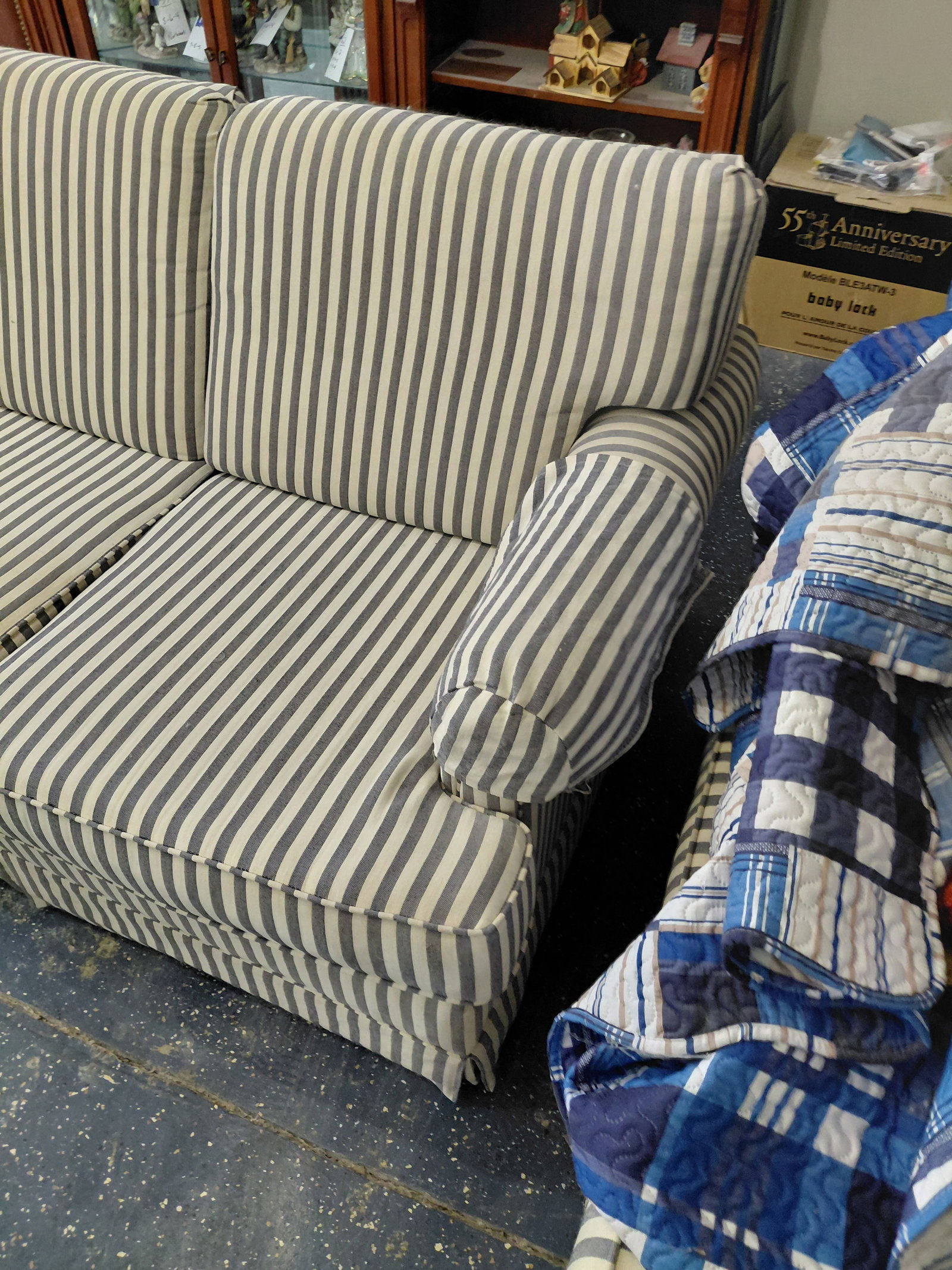 Striped Upholstered Sleeper Sofa - 4