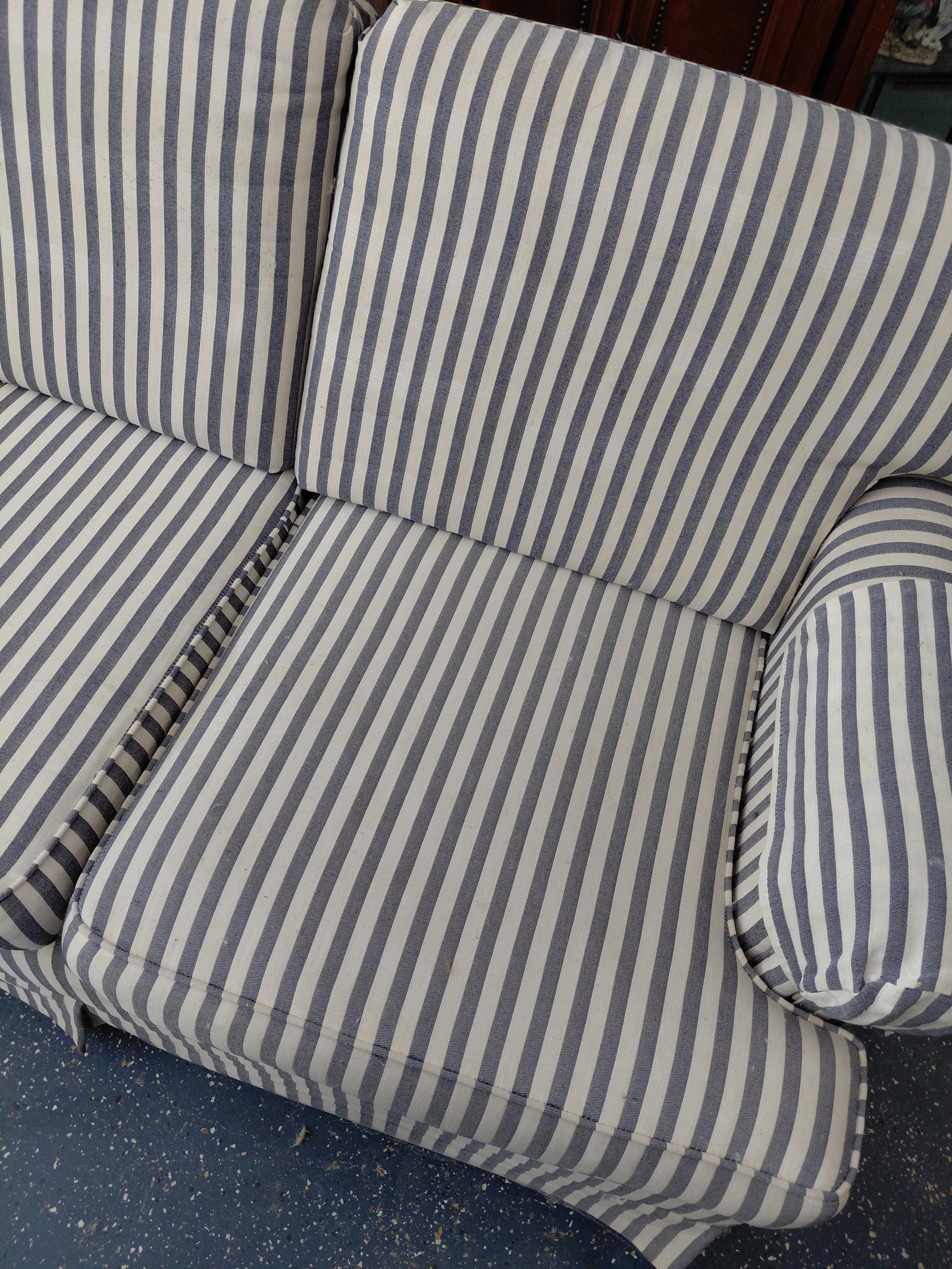 Striped Upholstered Love Seat - 4