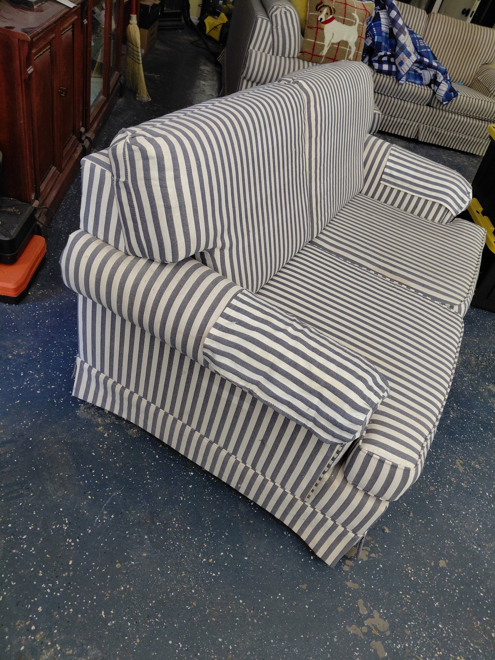 Striped Upholstered Love Seat - 7