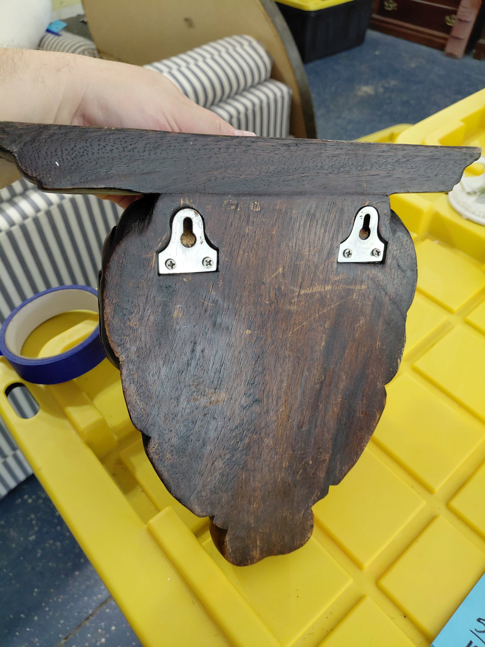 Pair of Carved Wood Wall Sconce Shelves - 4