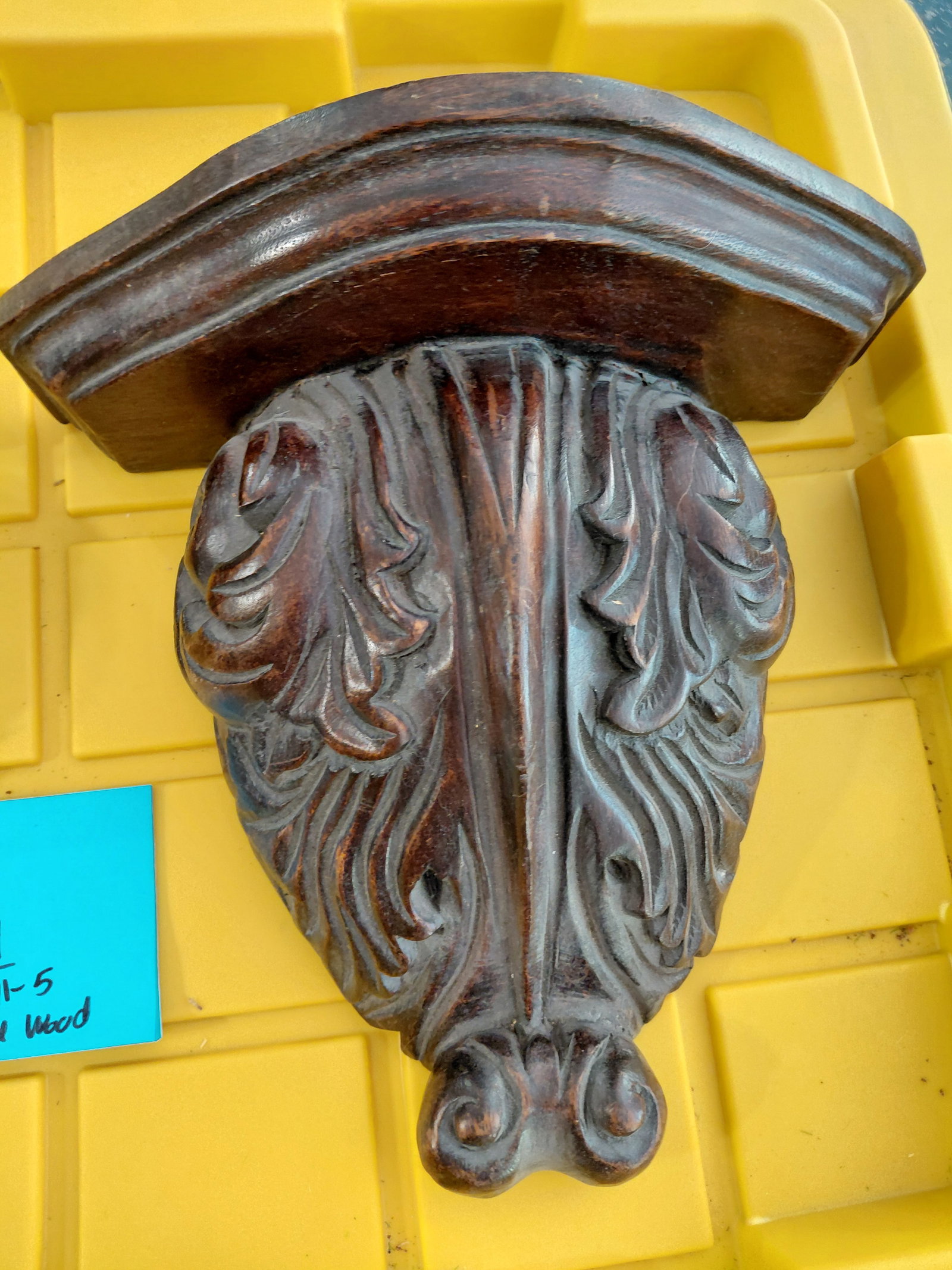 Pair of Carved Wood Wall Sconce Shelves - 5