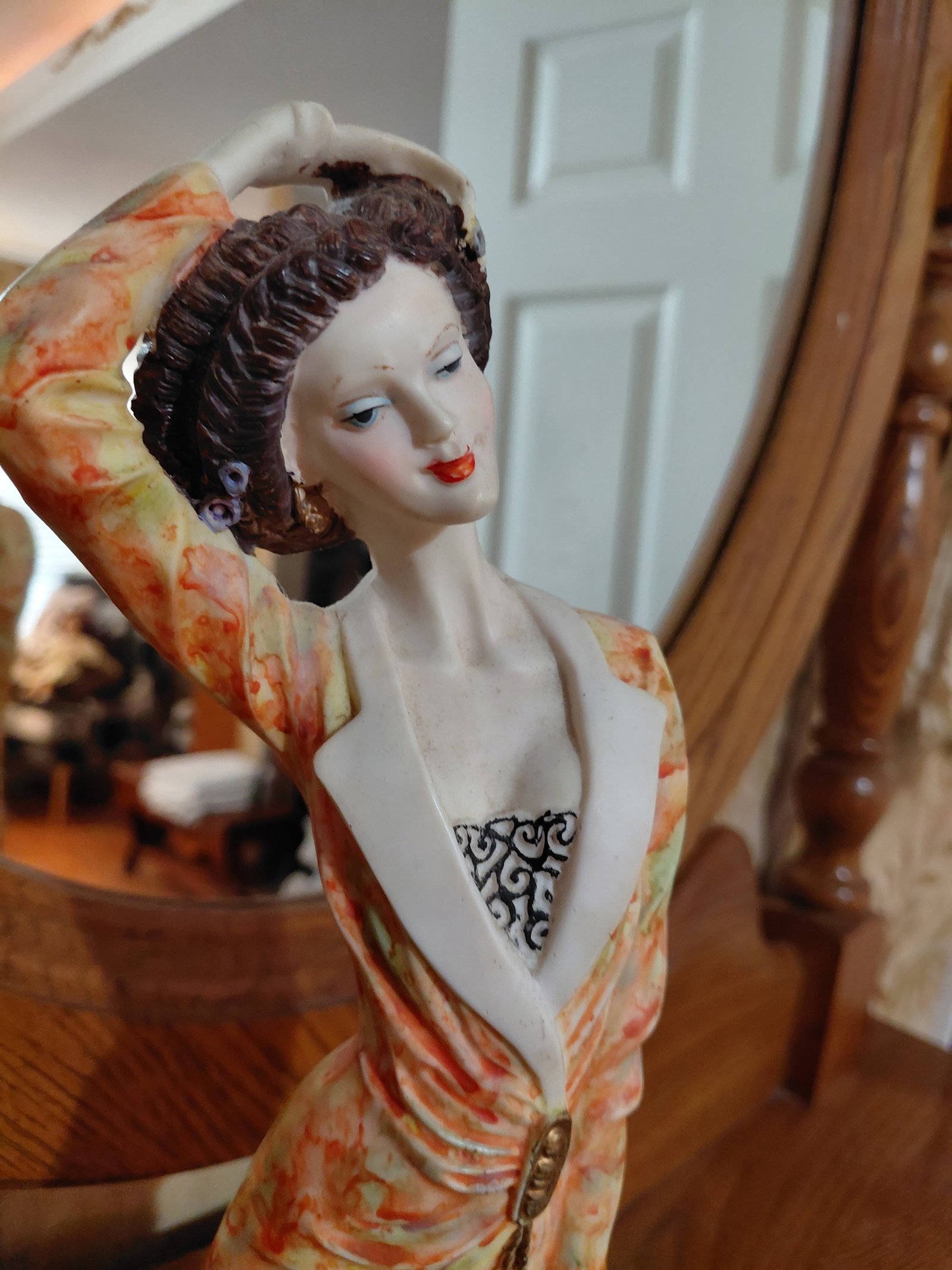 Large Resin Statue Woman with Dog - 4
