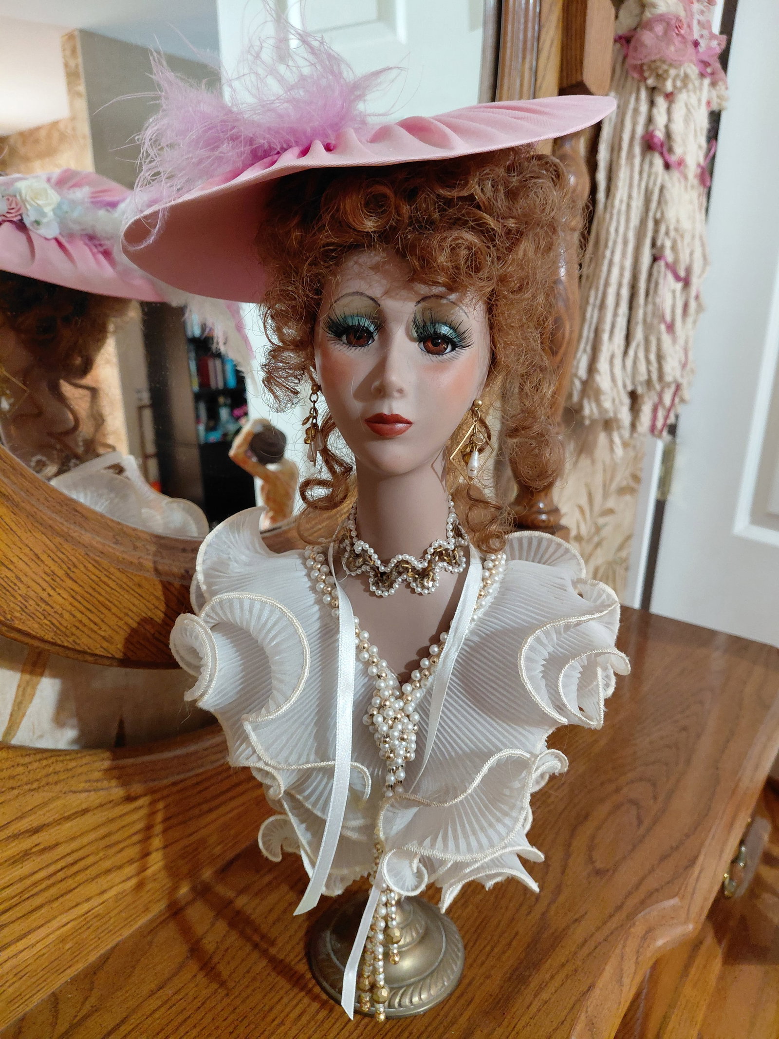 Large Resin Bust of Woman on Brass Stand (1 of 7)