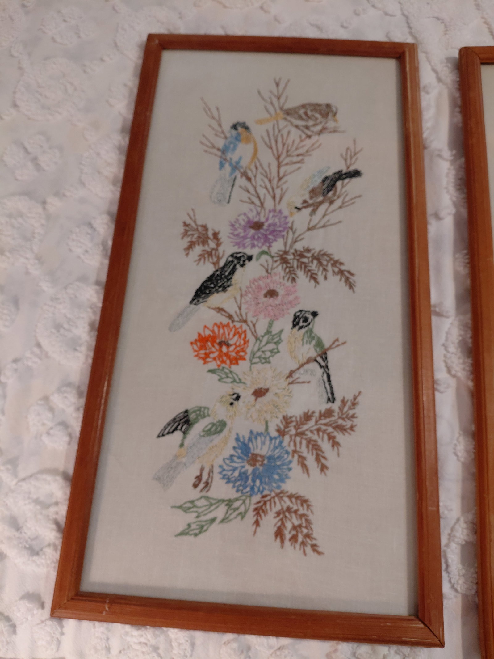 Pair of Vintage Framed Embroidery Pieces - 7