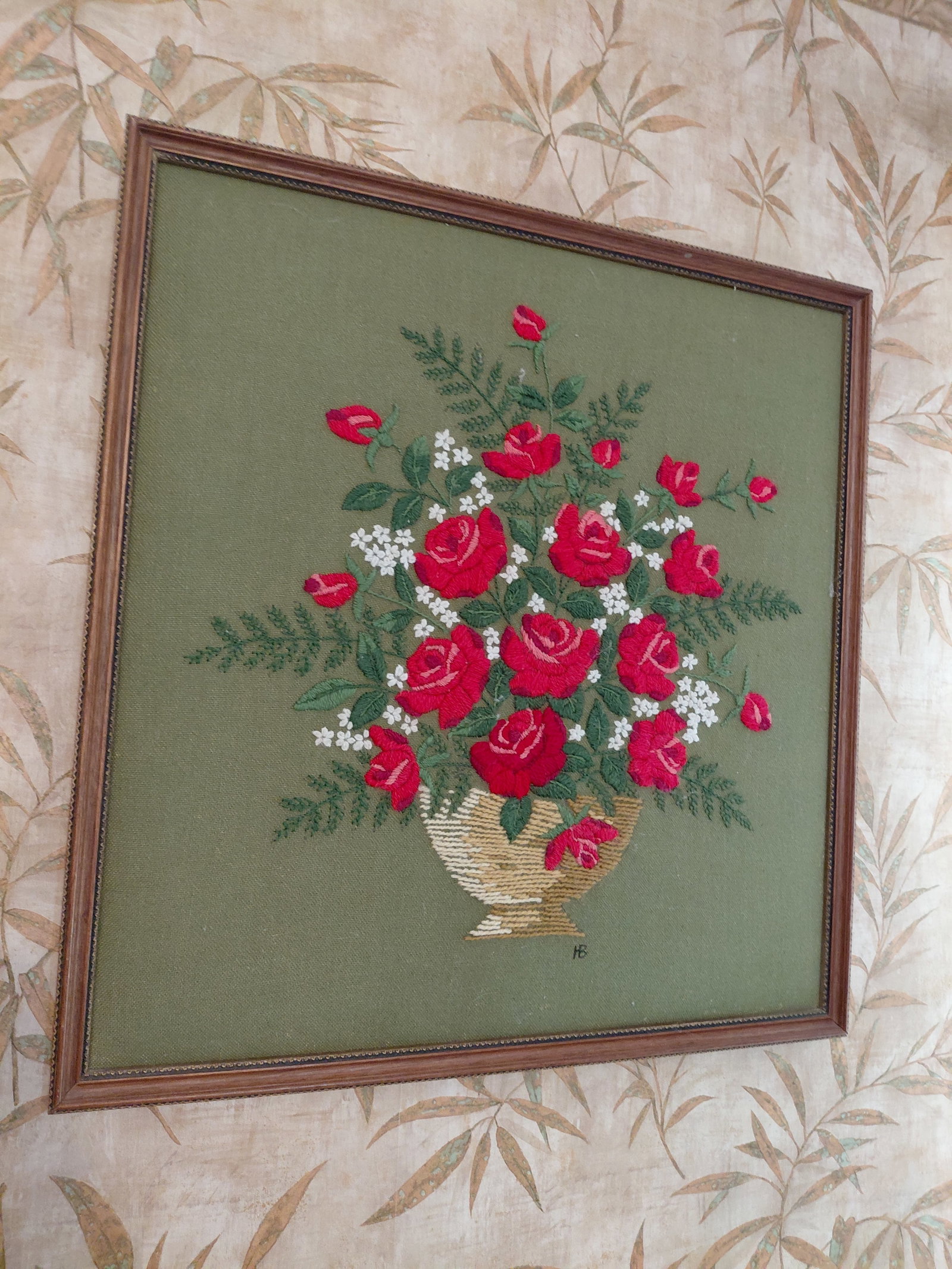 Large Embroidery Framed / Roses (1 of 6)