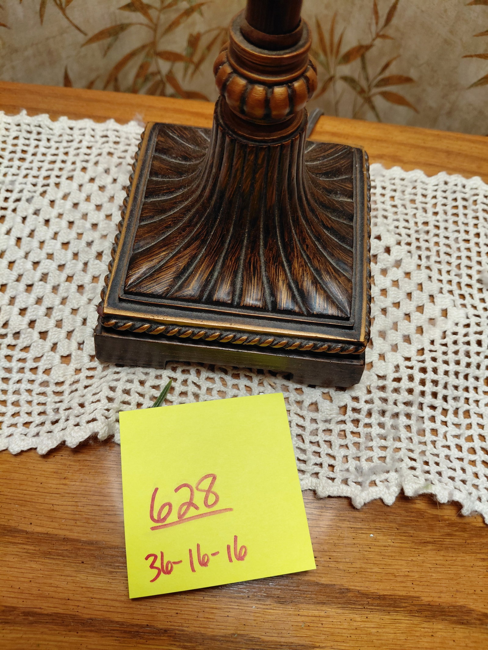 Large Ornate Metal and Glass Parlor Lamp - 2