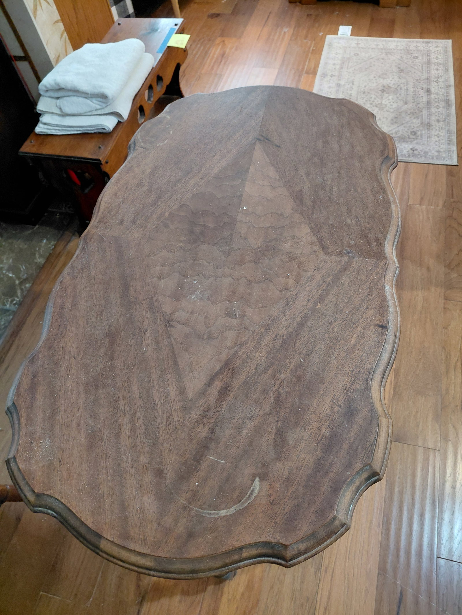 Vintage Walnut Parlor Table / condition issues as seen - 3