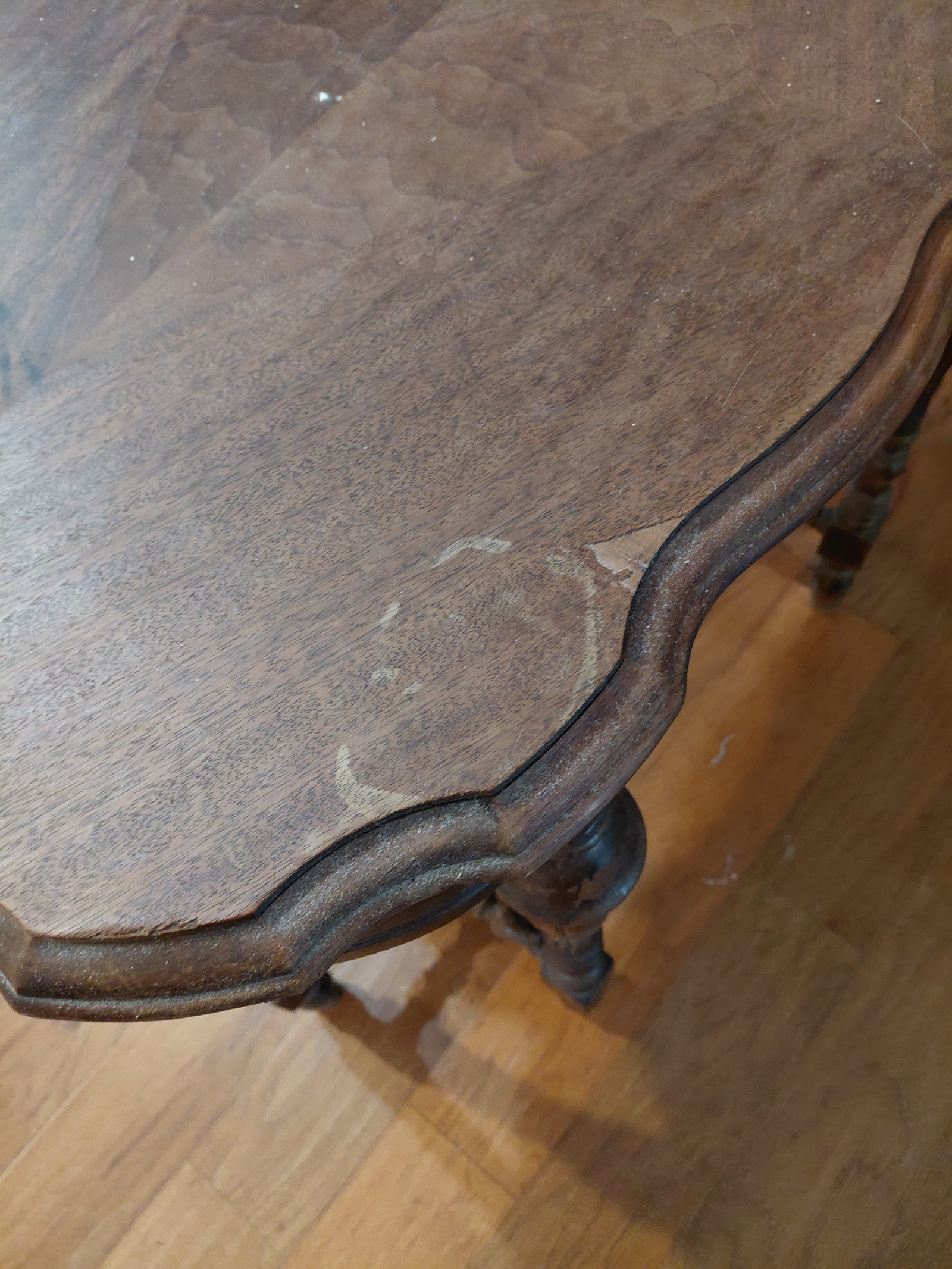 Vintage Walnut Parlor Table / condition issues as seen - 7