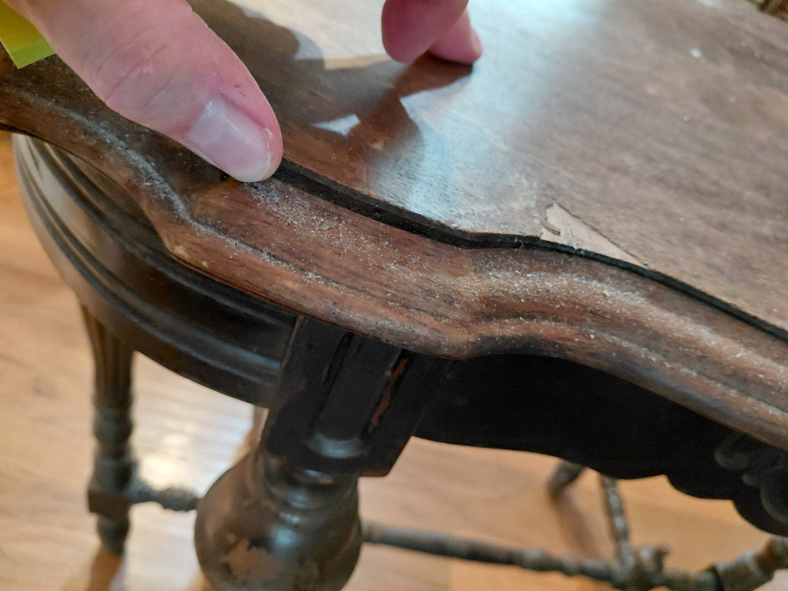 Vintage Walnut Parlor Table / condition issues as seen - 8