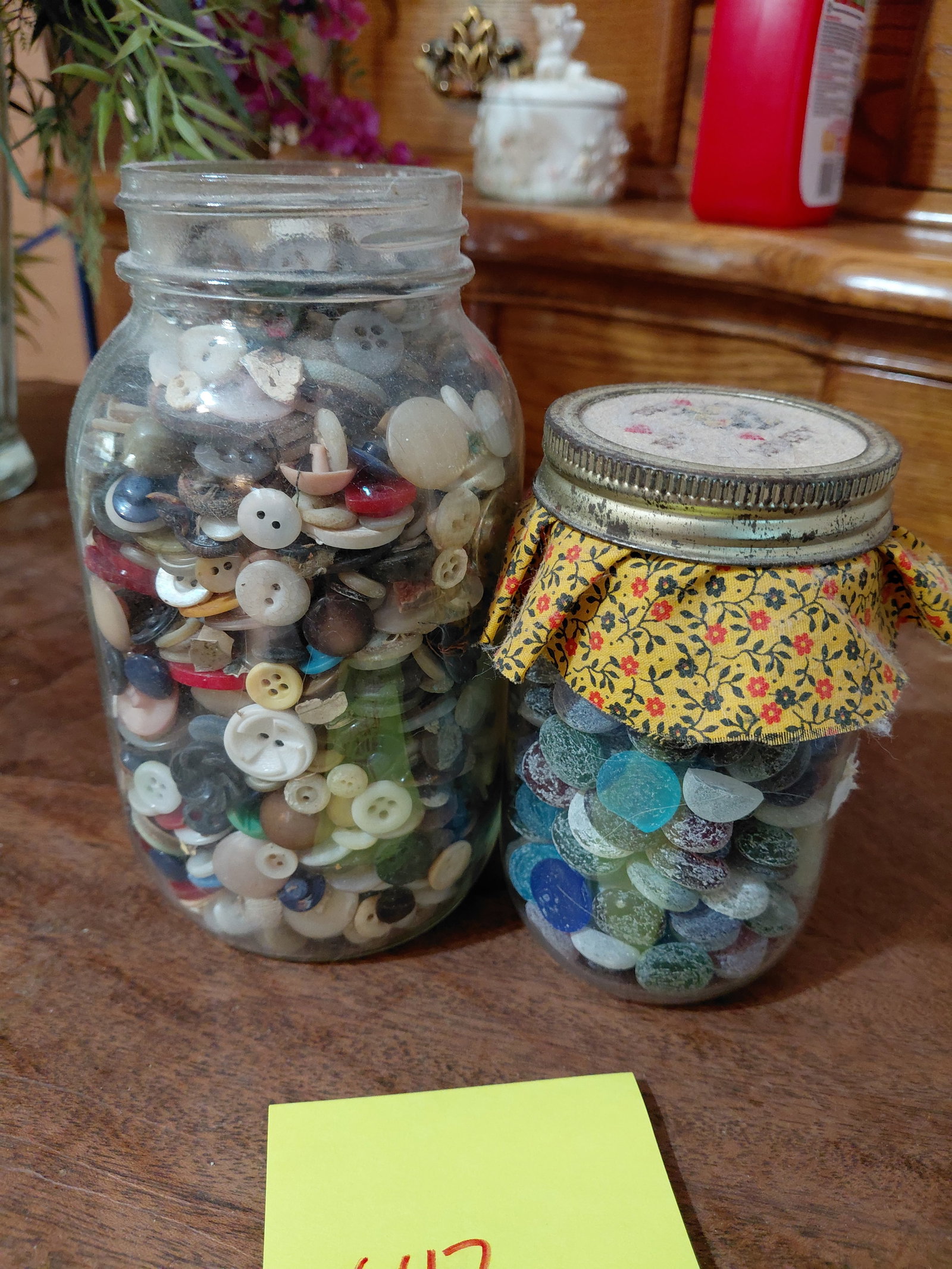 Lot of Buttons and stones in Jars as seen: Lot of Buttons and stones in Jars as seen