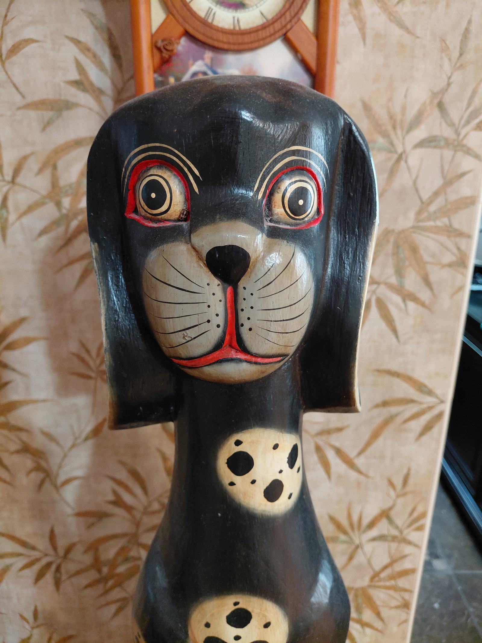 Large Carved Wood Dog Statue - 3