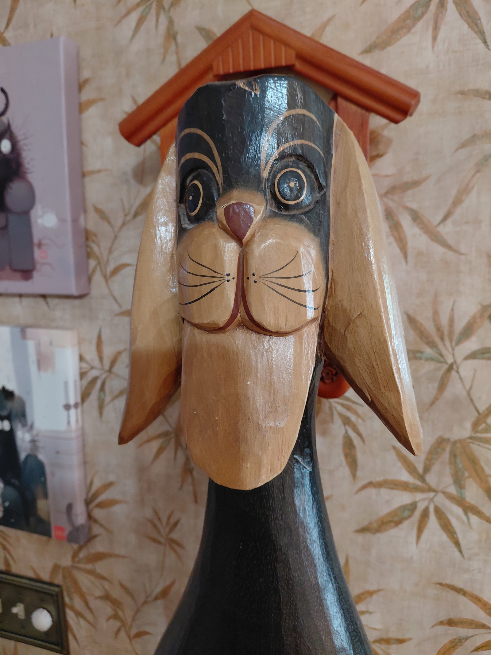 Large Carved Wood Dog Statue - 4